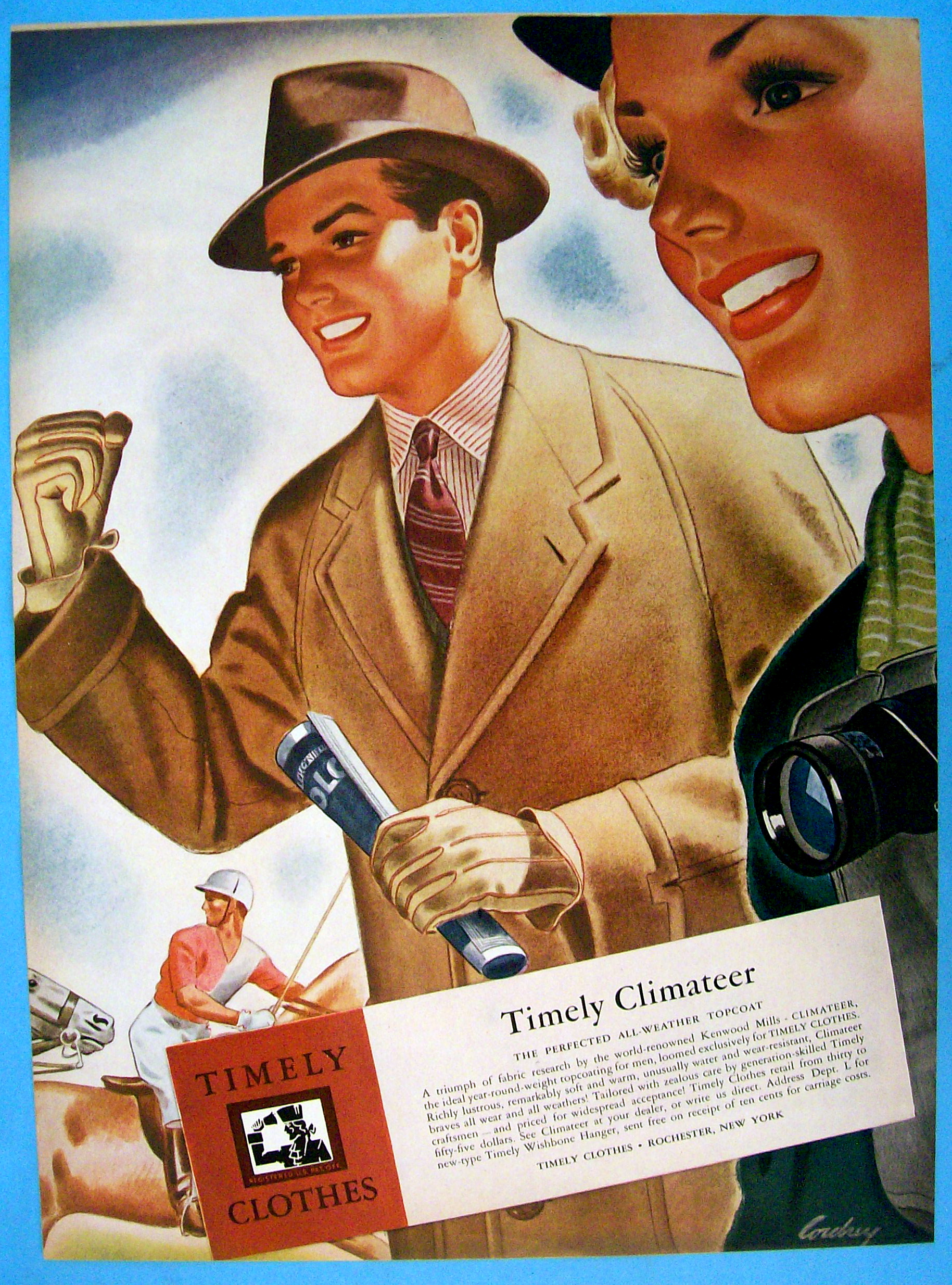 1937 Timely Clothes w/Man Wearing the Timely Climateer