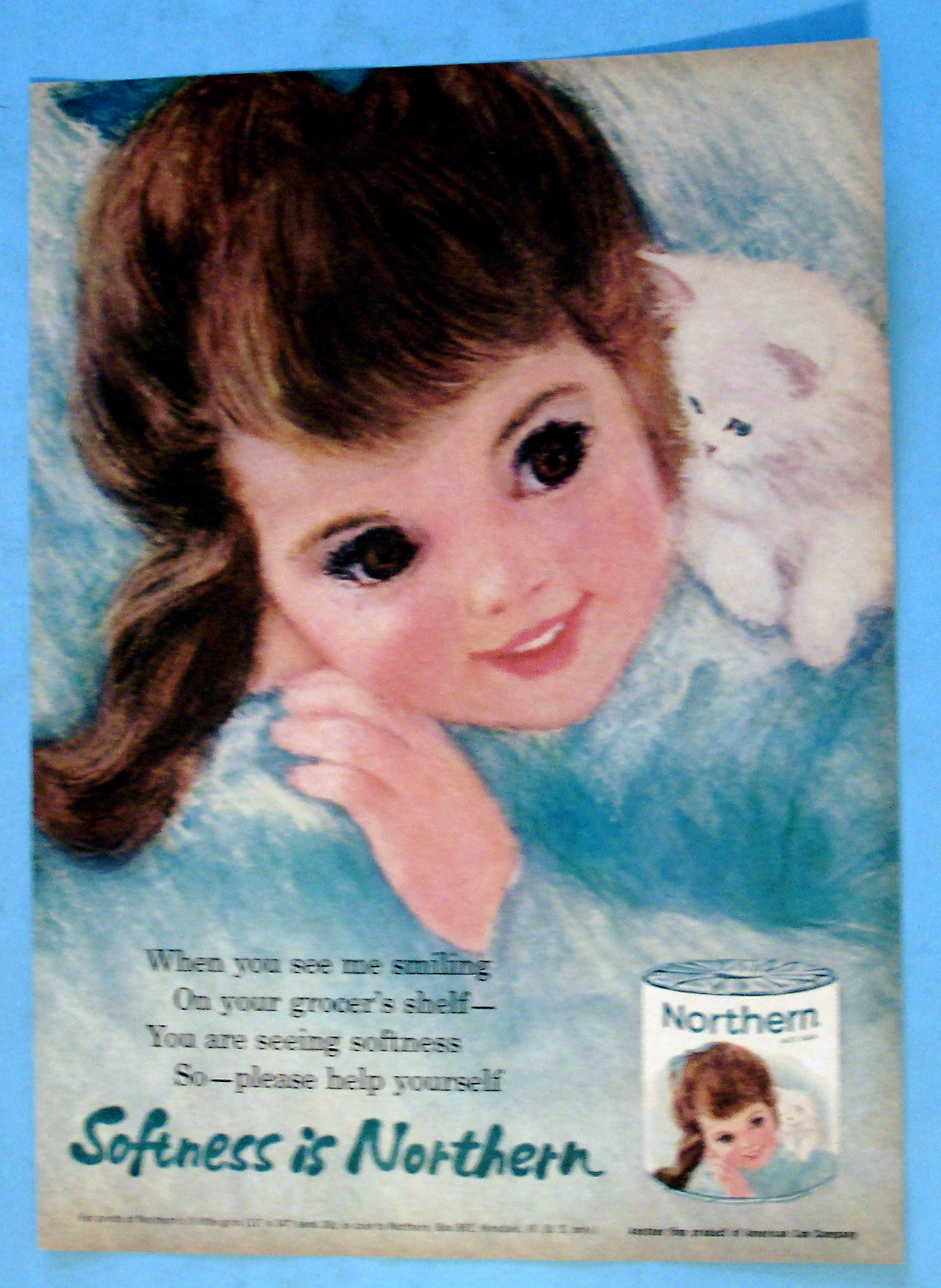 1963 Northern Tissue with Little Girl with Kitten