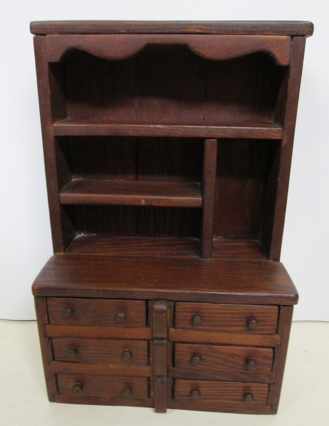 Folk Art Kitchen Cabinet Miniature Wood Medium Doll Size