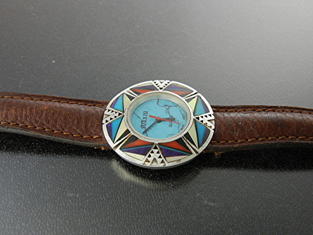Wristwatch Sterling Silver Turquoise Inlay SURRISI
