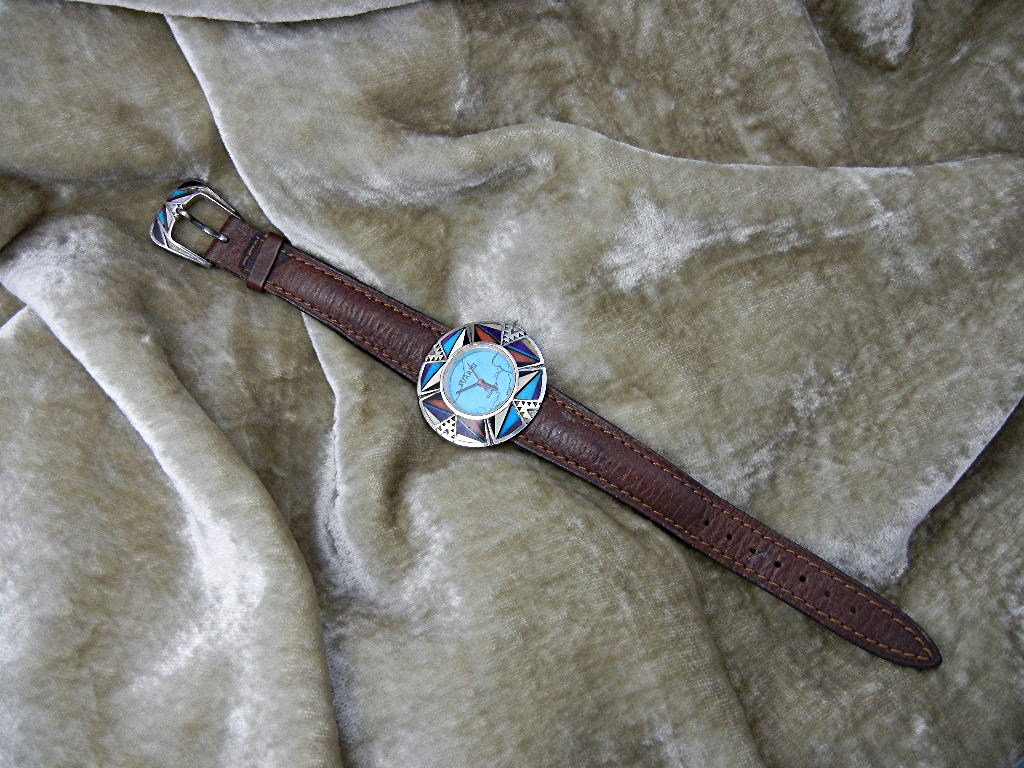 Wristwatch Sterling Silver Turquoise Inlay SURRISI