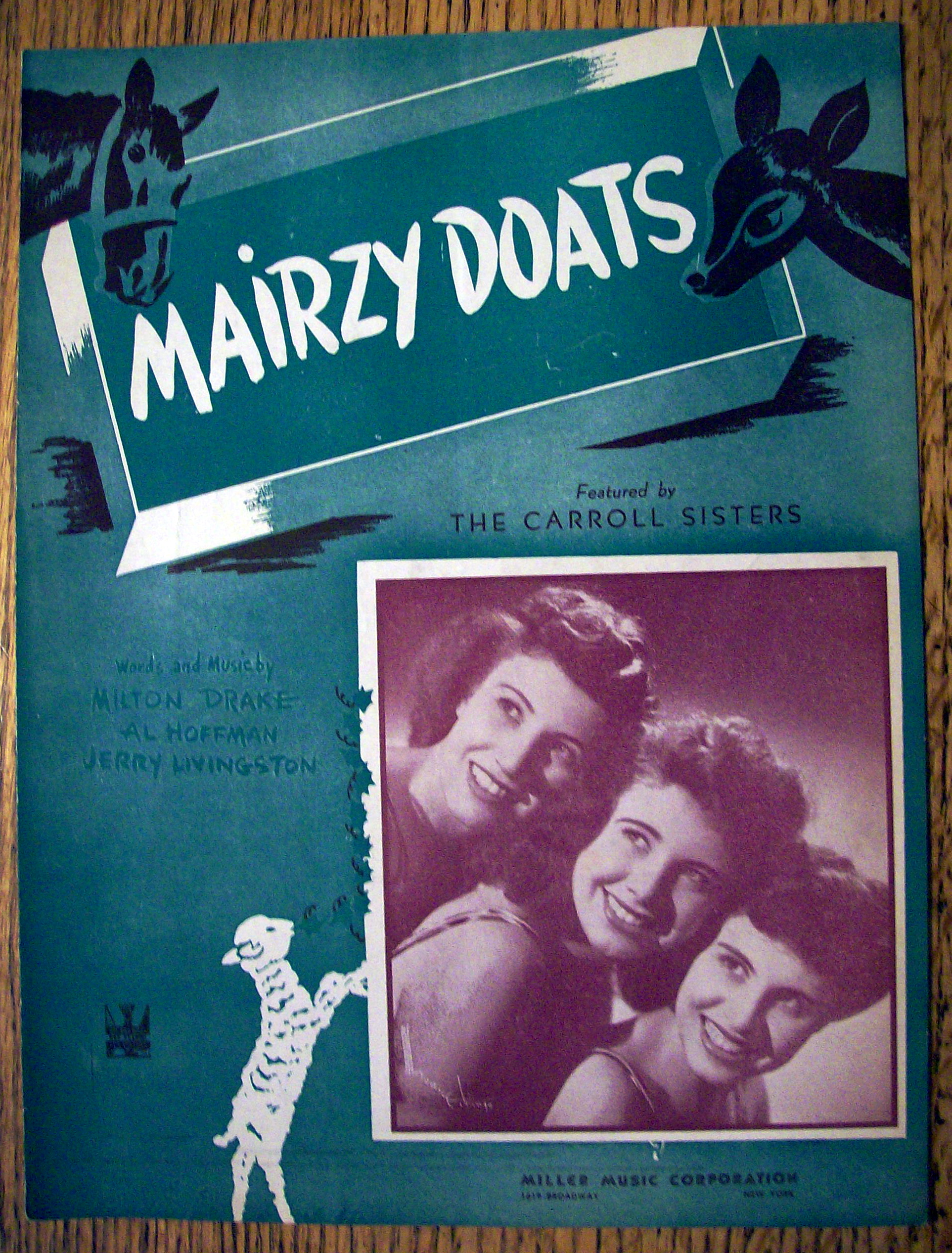 Sheet Music For 1943 Mairzy Doats