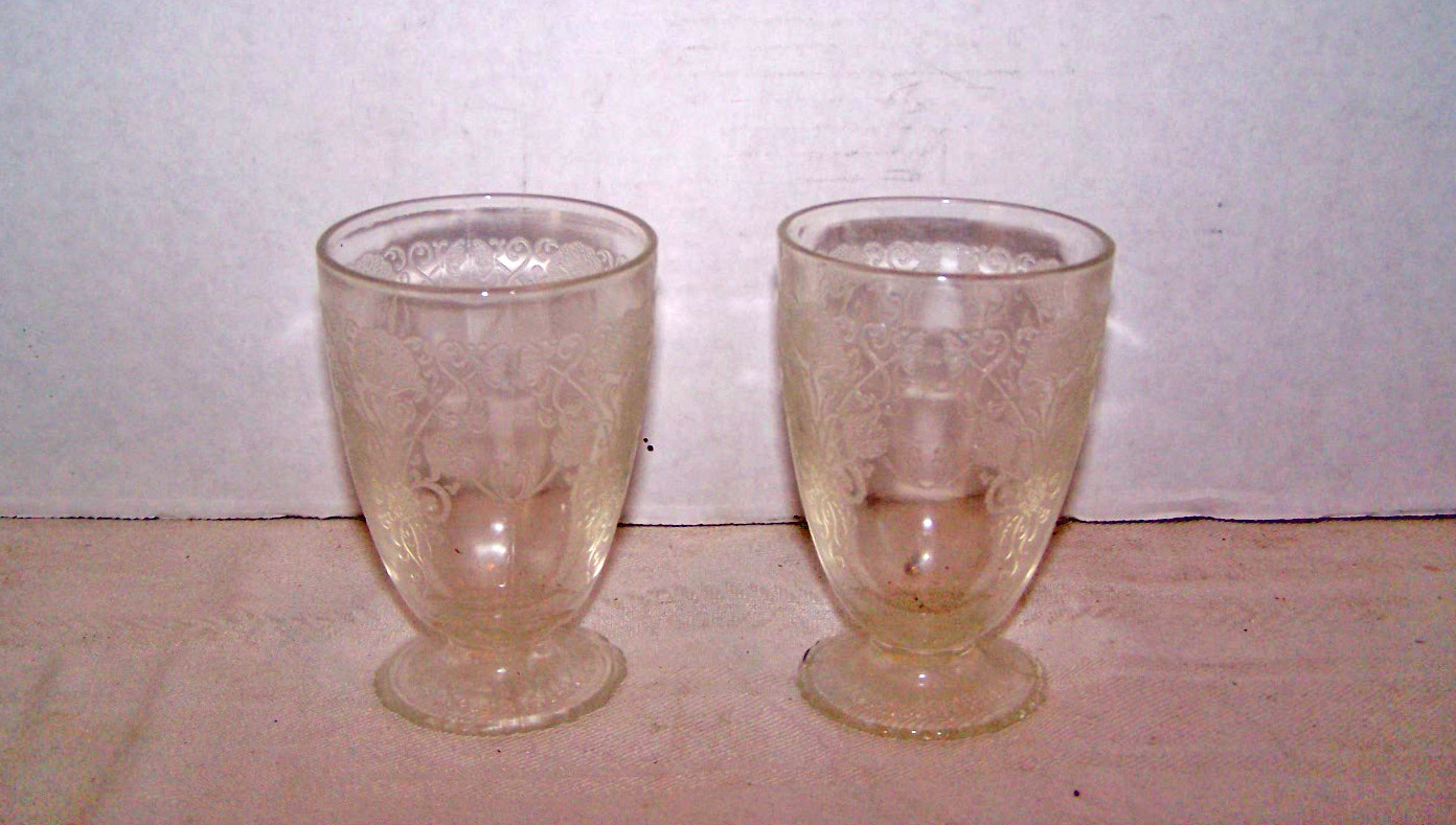 Pair of Footed Embossed Juice Glasses