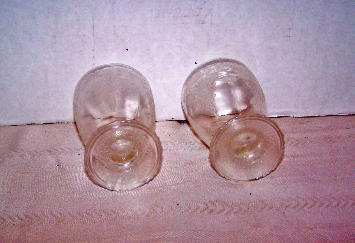 Pair of Footed Embossed Juice Glasses