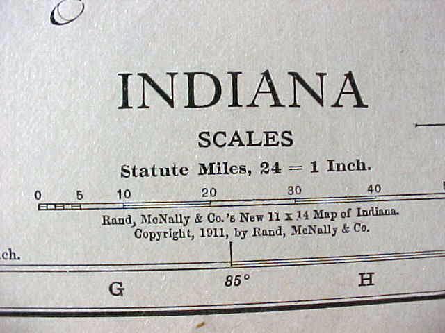 Map Indiana Cleveland 1912 Antique
