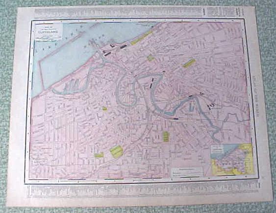 Map Indiana Cleveland 1912 Antique