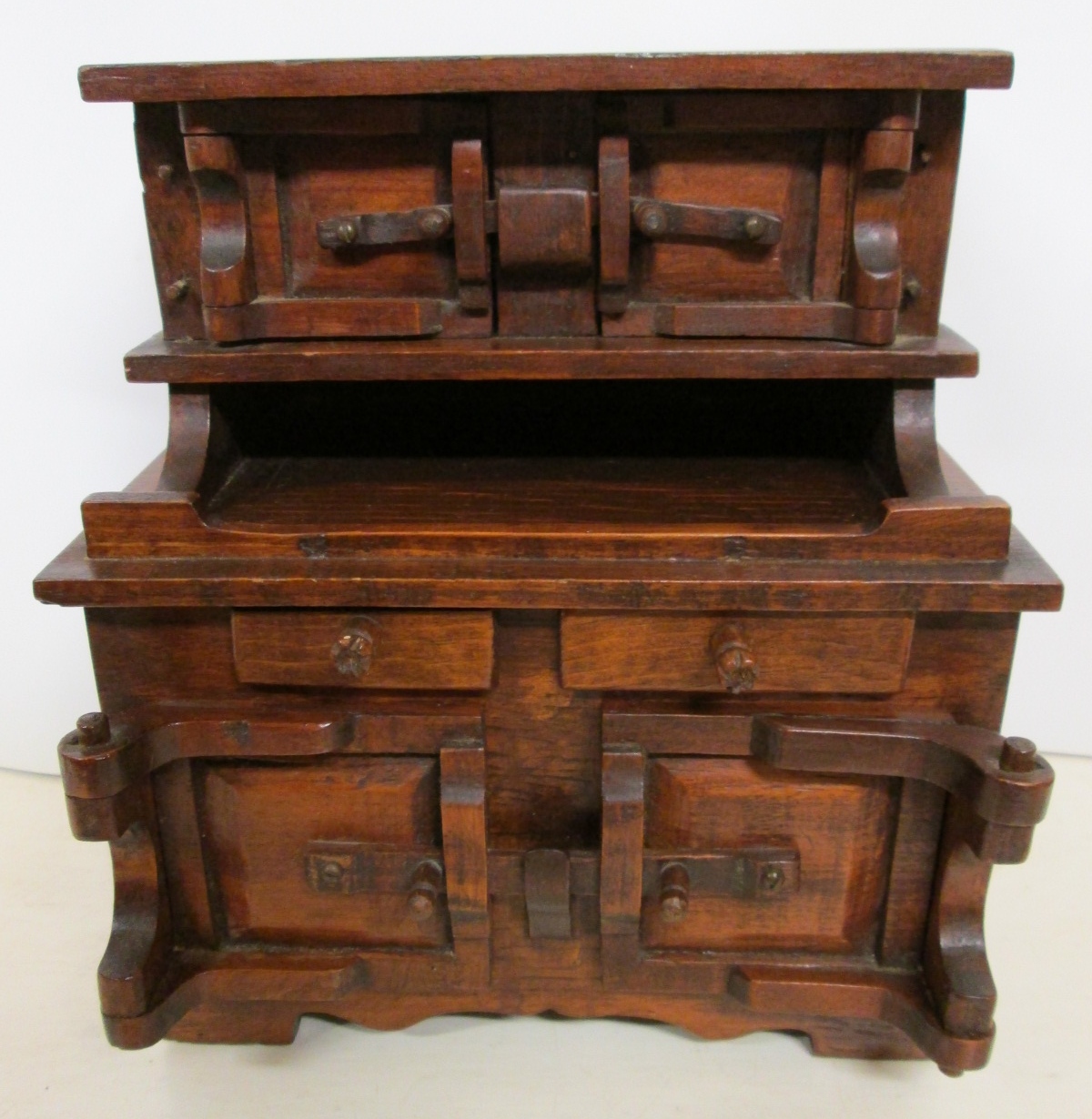 Folk Art Bakers Cabinet Miniature Wood Medium Doll Size