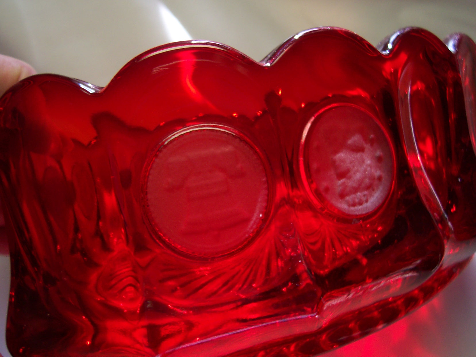 Fostoria Red Coin Glass Oval Bowl