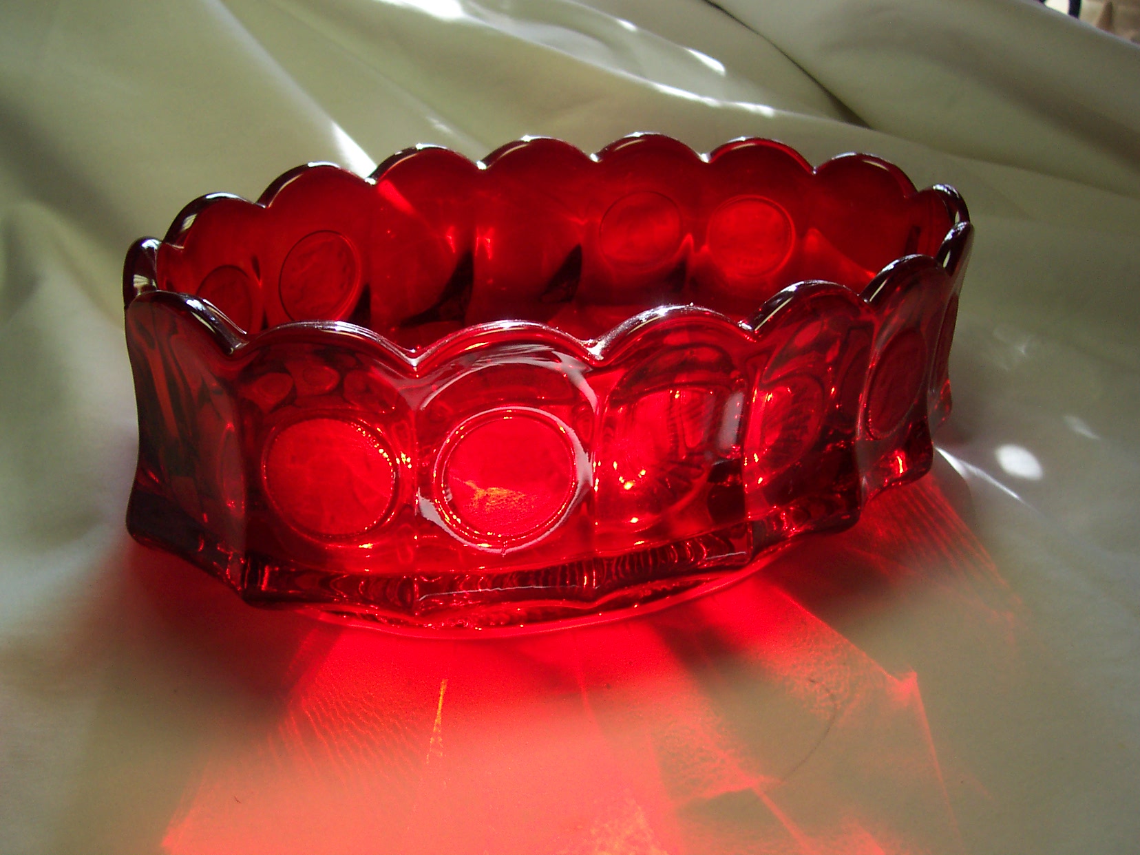 Fostoria Red Coin Glass Oval Bowl