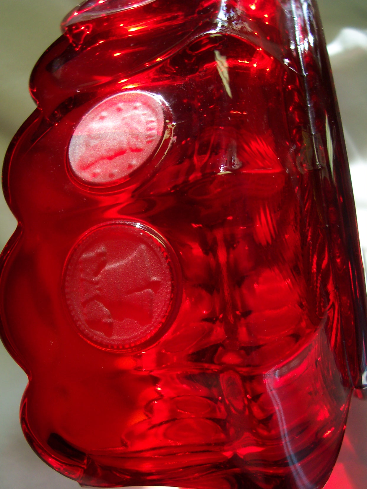Fostoria Red Coin Glass Oval Bowl