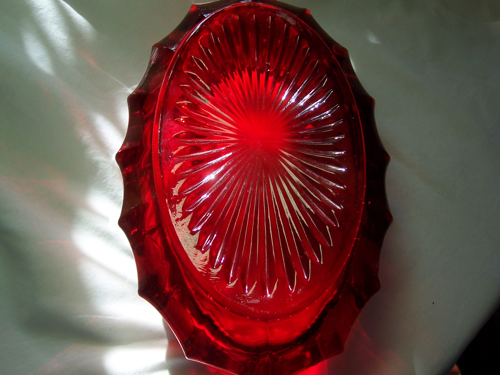 Fostoria Red Coin Glass Oval Bowl