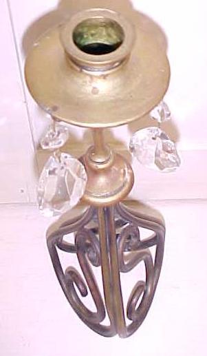 Brass Candlestick Holder w/Glass Prisms