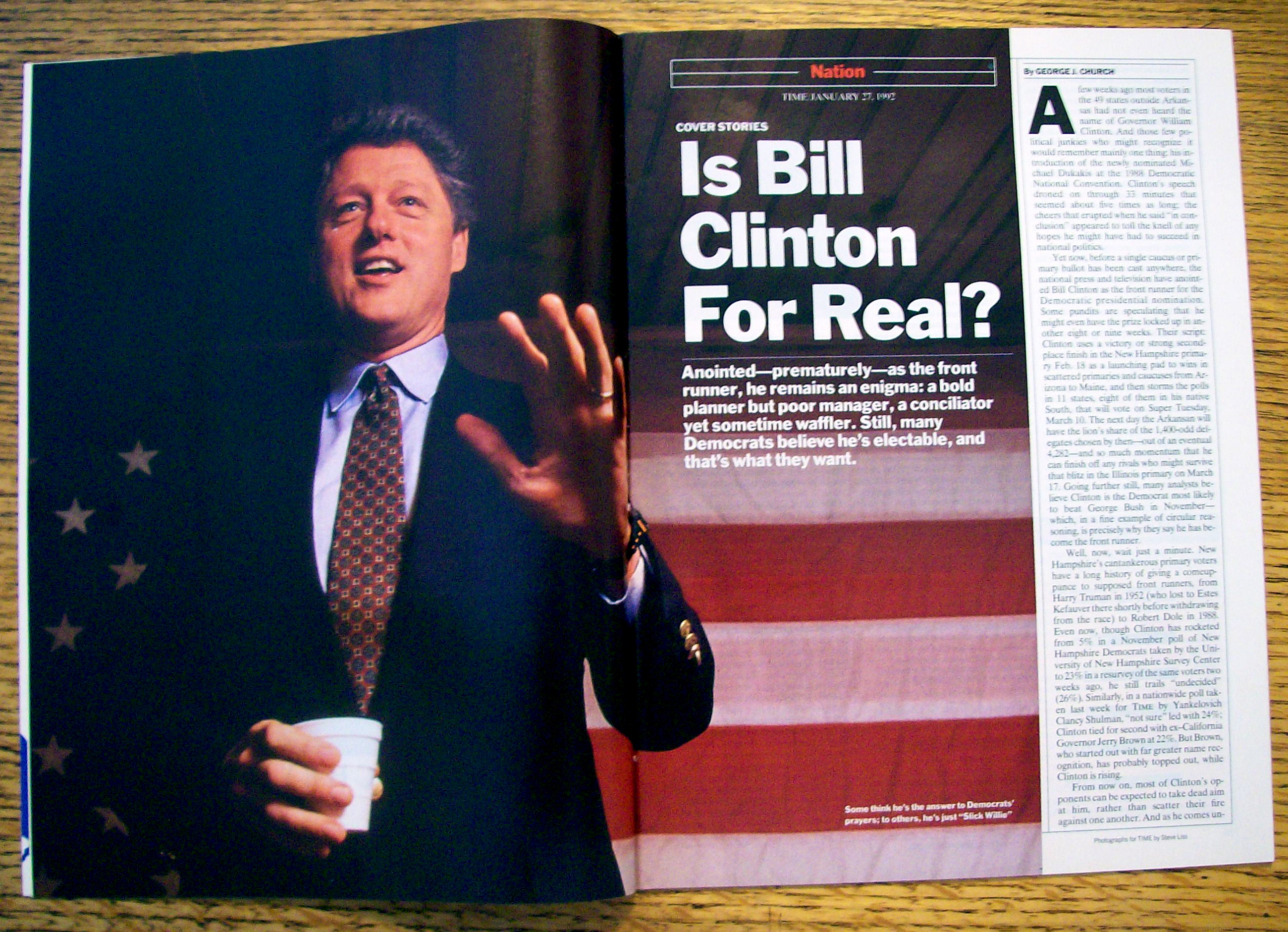 Time Magazine-January 27, 1992-Bill Clinton