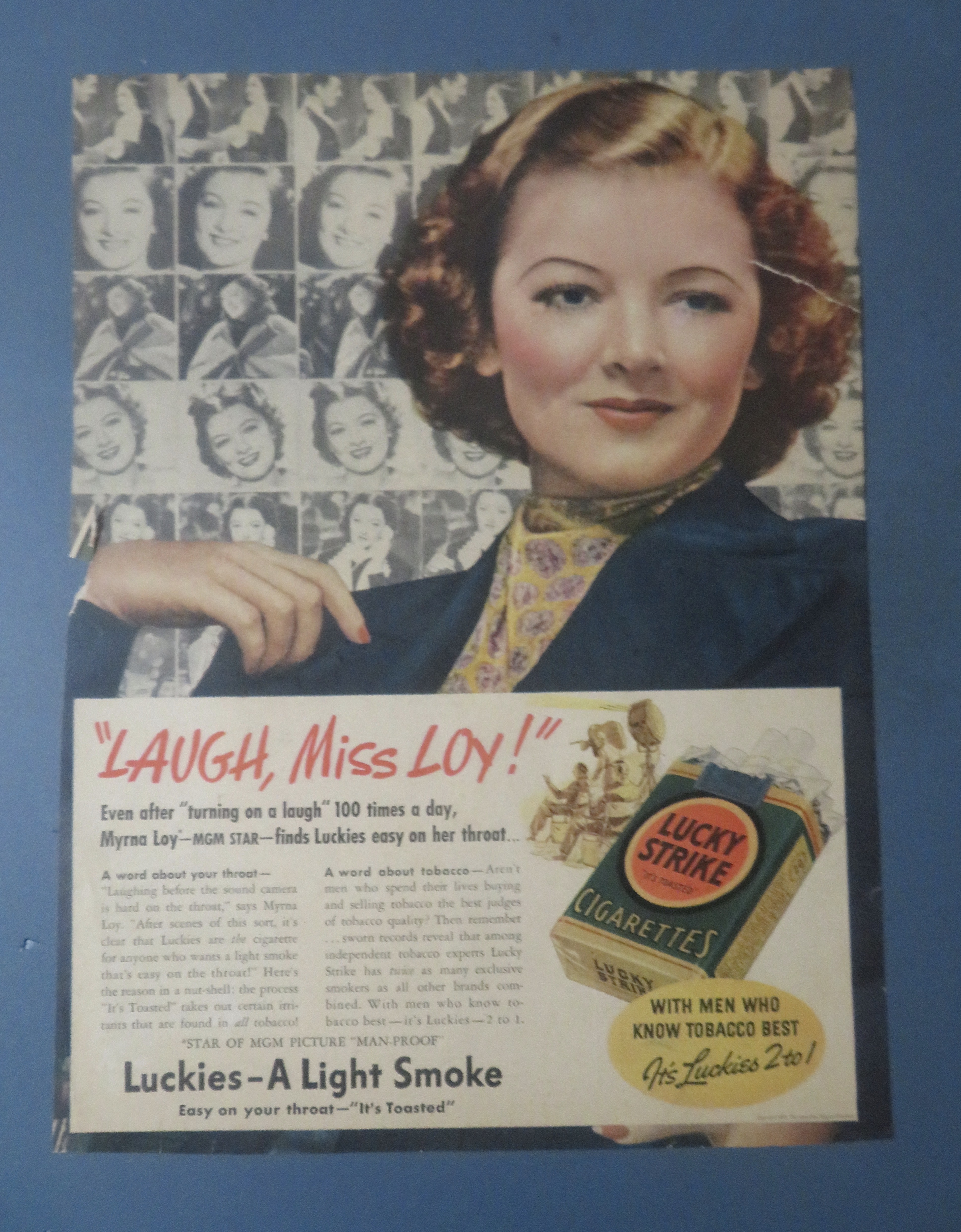 1937 Lucky Strike Cigarettes with MGM Star Myrna Loy