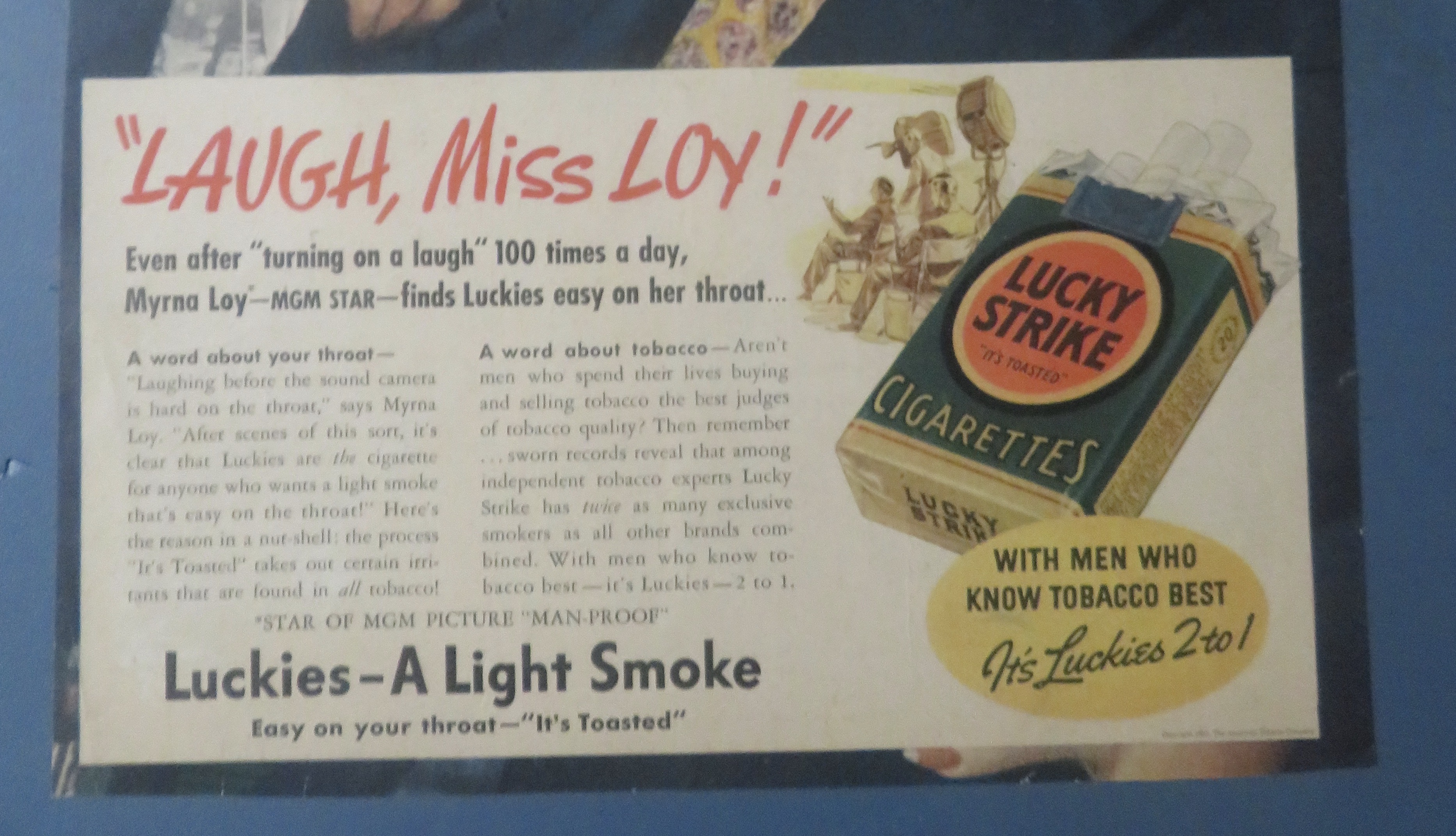 1937 Lucky Strike Cigarettes with MGM Star Myrna Loy