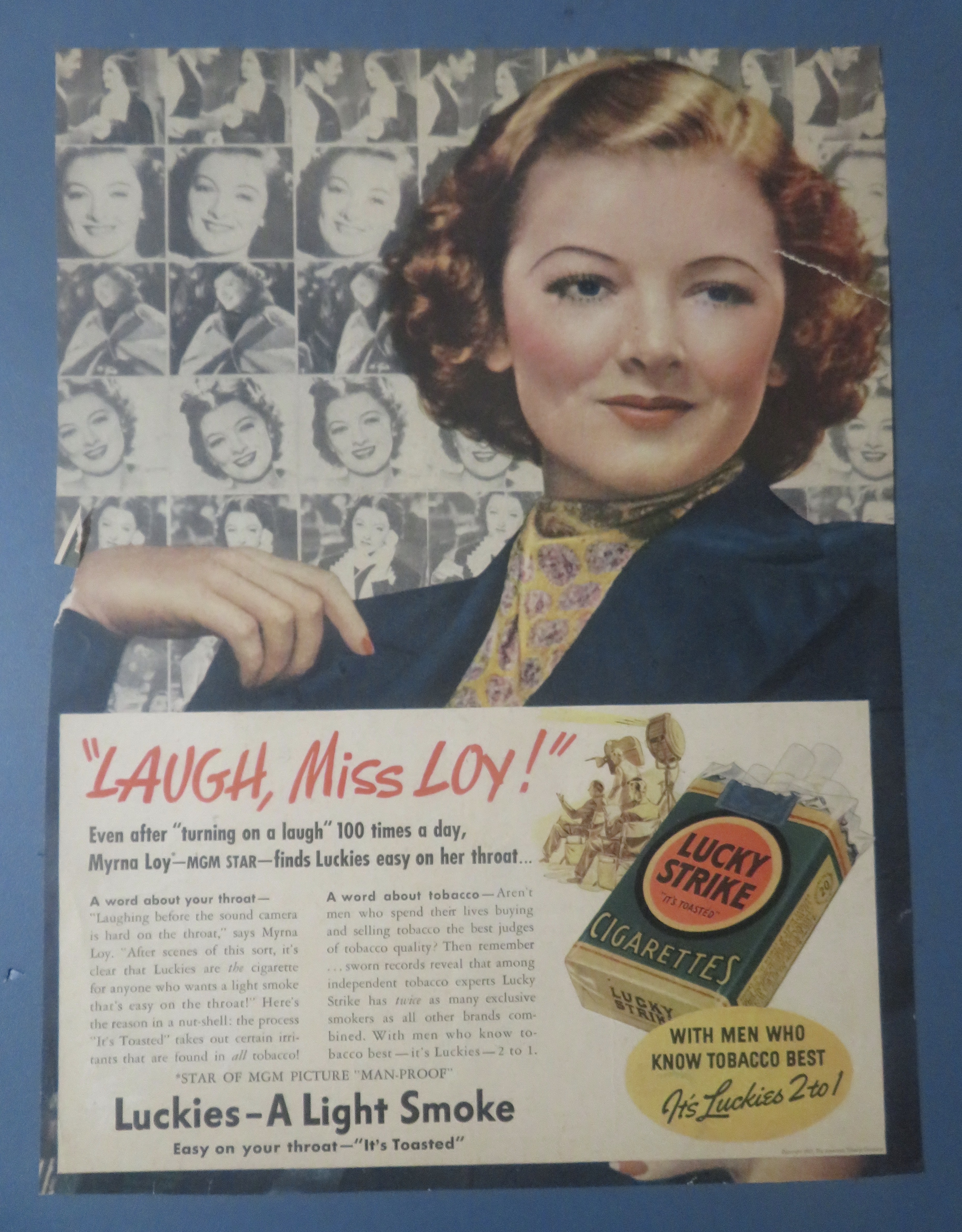 1937 Lucky Strike Cigarettes with MGM Star Myrna Loy