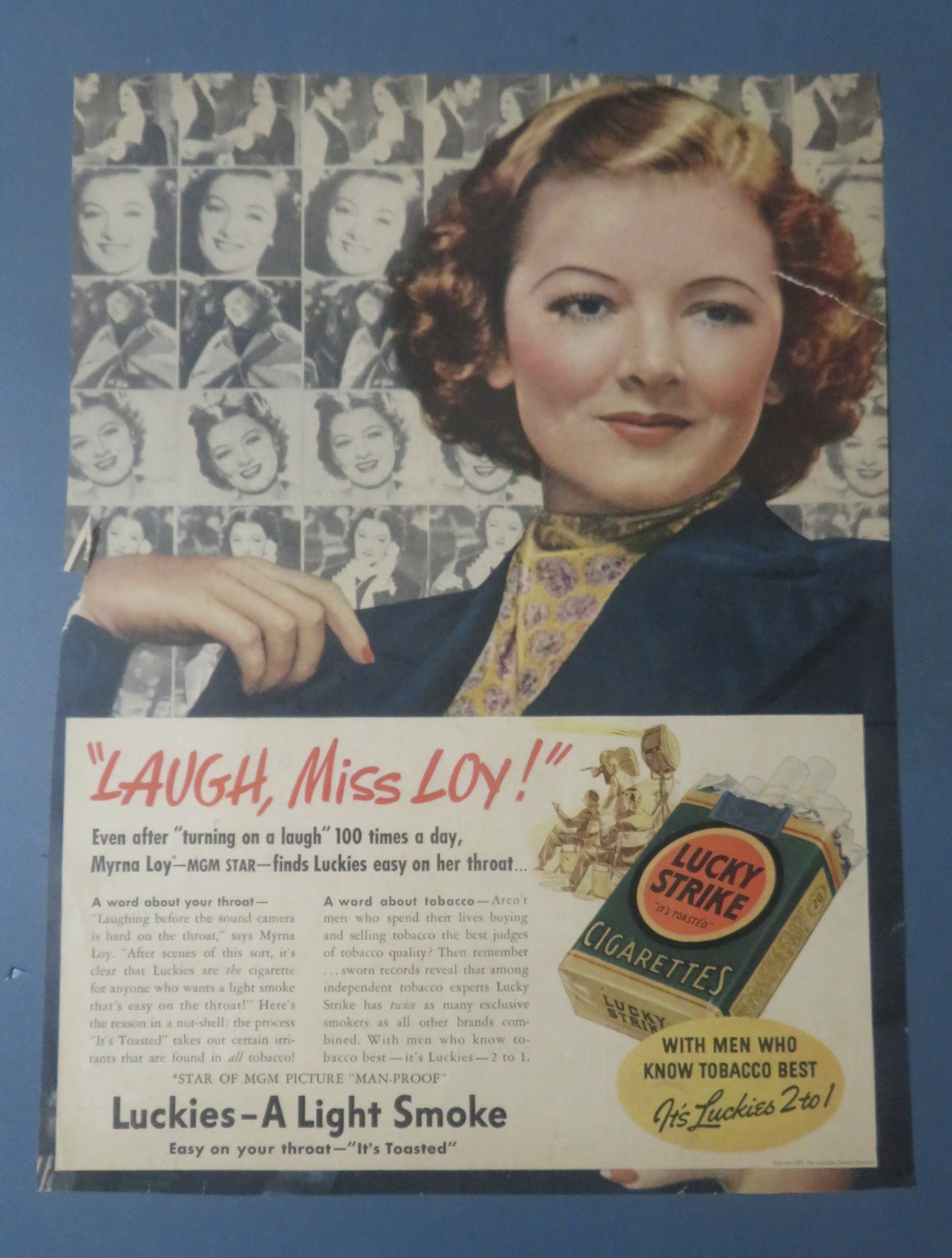 1937 Lucky Strike Cigarettes with MGM Star Myrna Loy