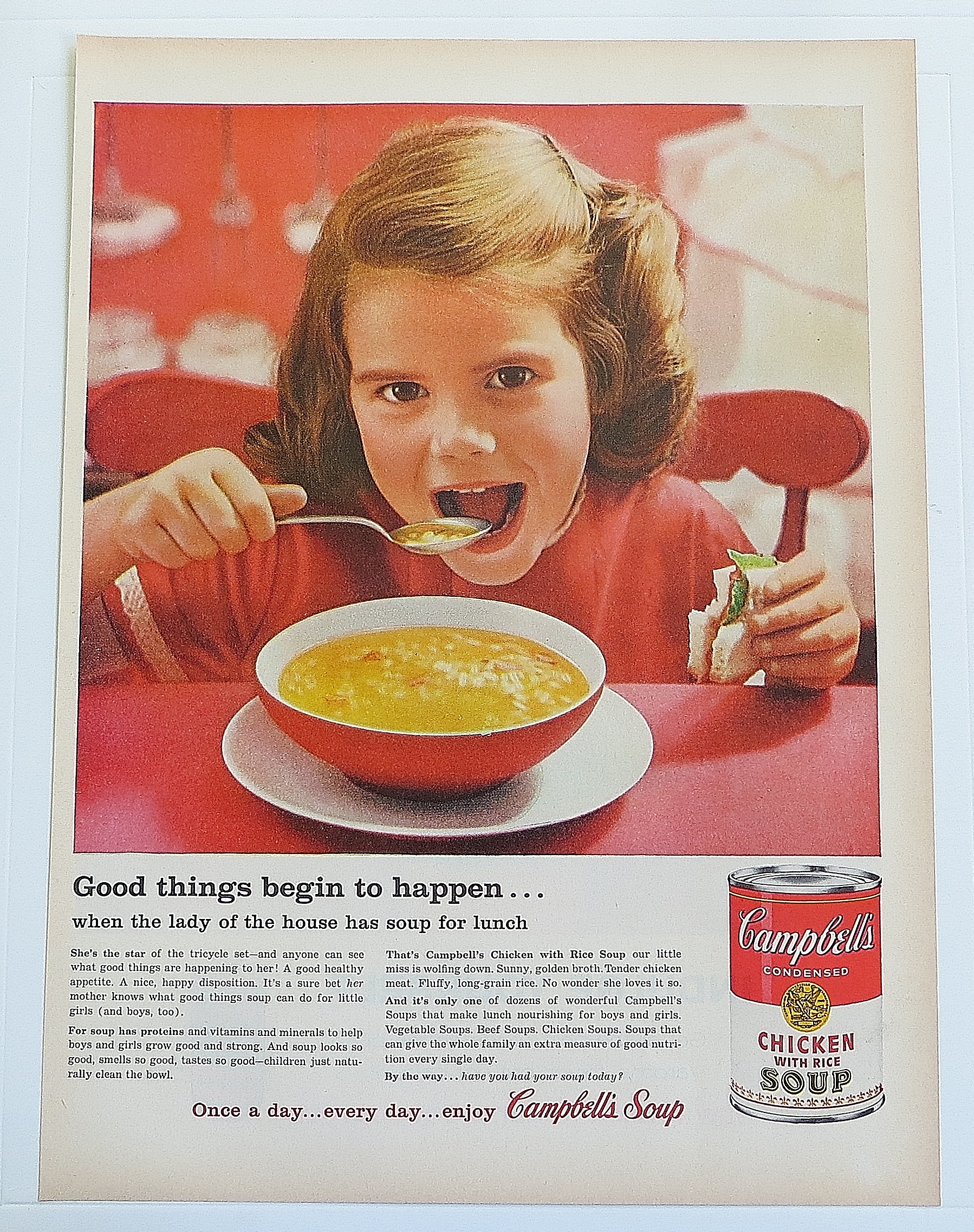 1960 Campbell's Chicken With Rice w/Little Girl & Bowl