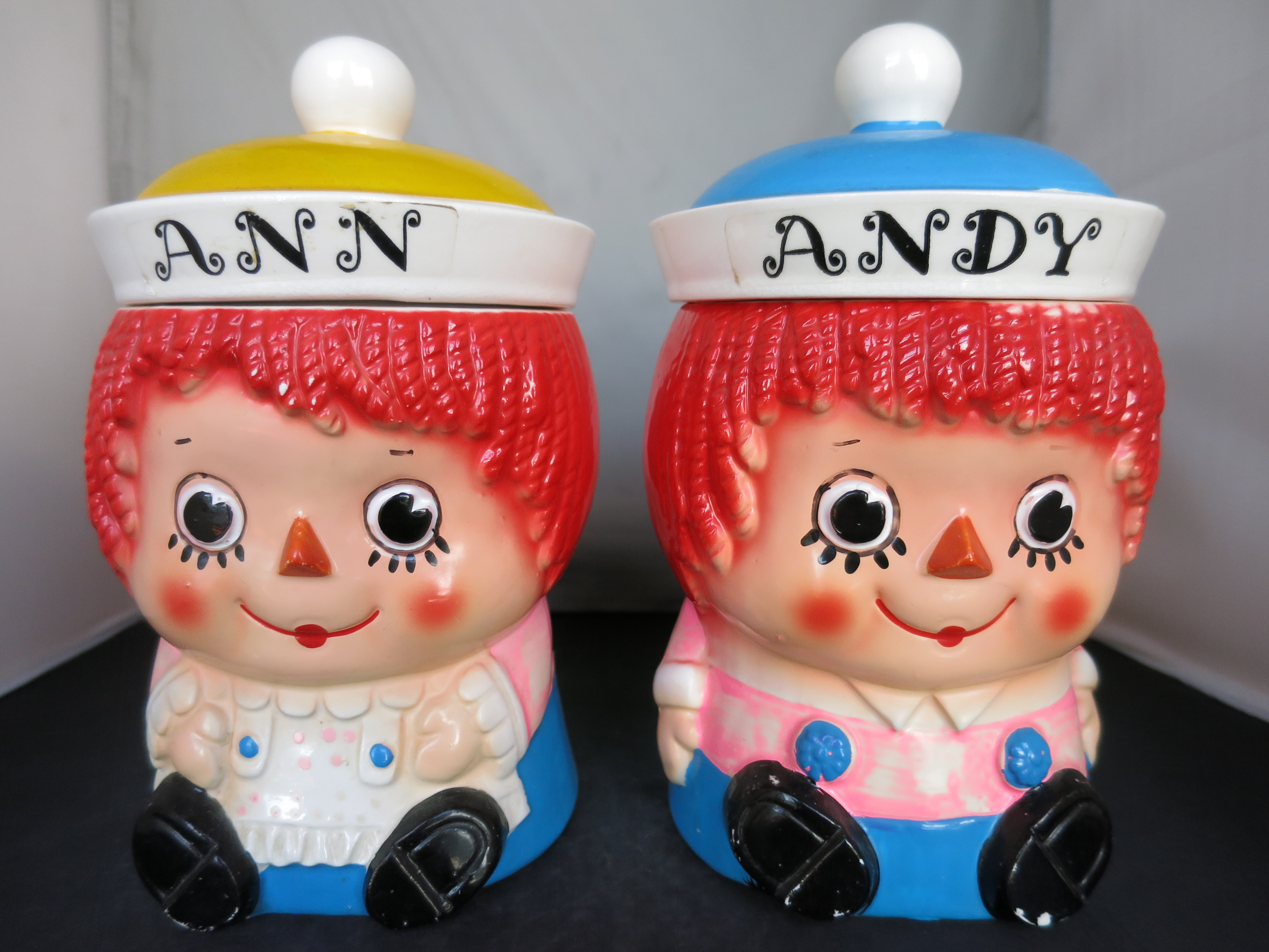 Raggedy Ann Raggedy Andy Cookie Jar set vintage