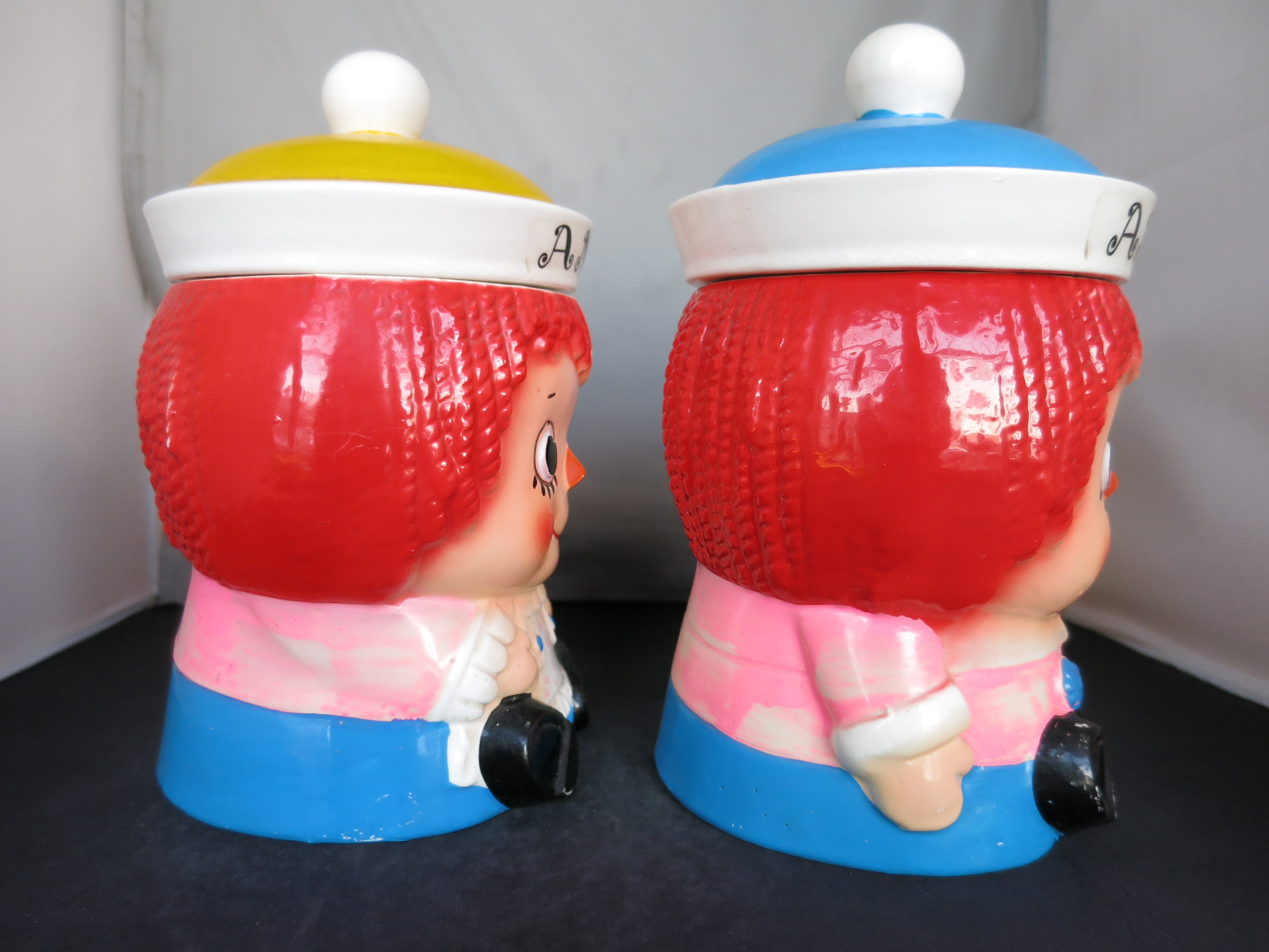 Raggedy Ann Raggedy Andy Cookie Jar set vintage