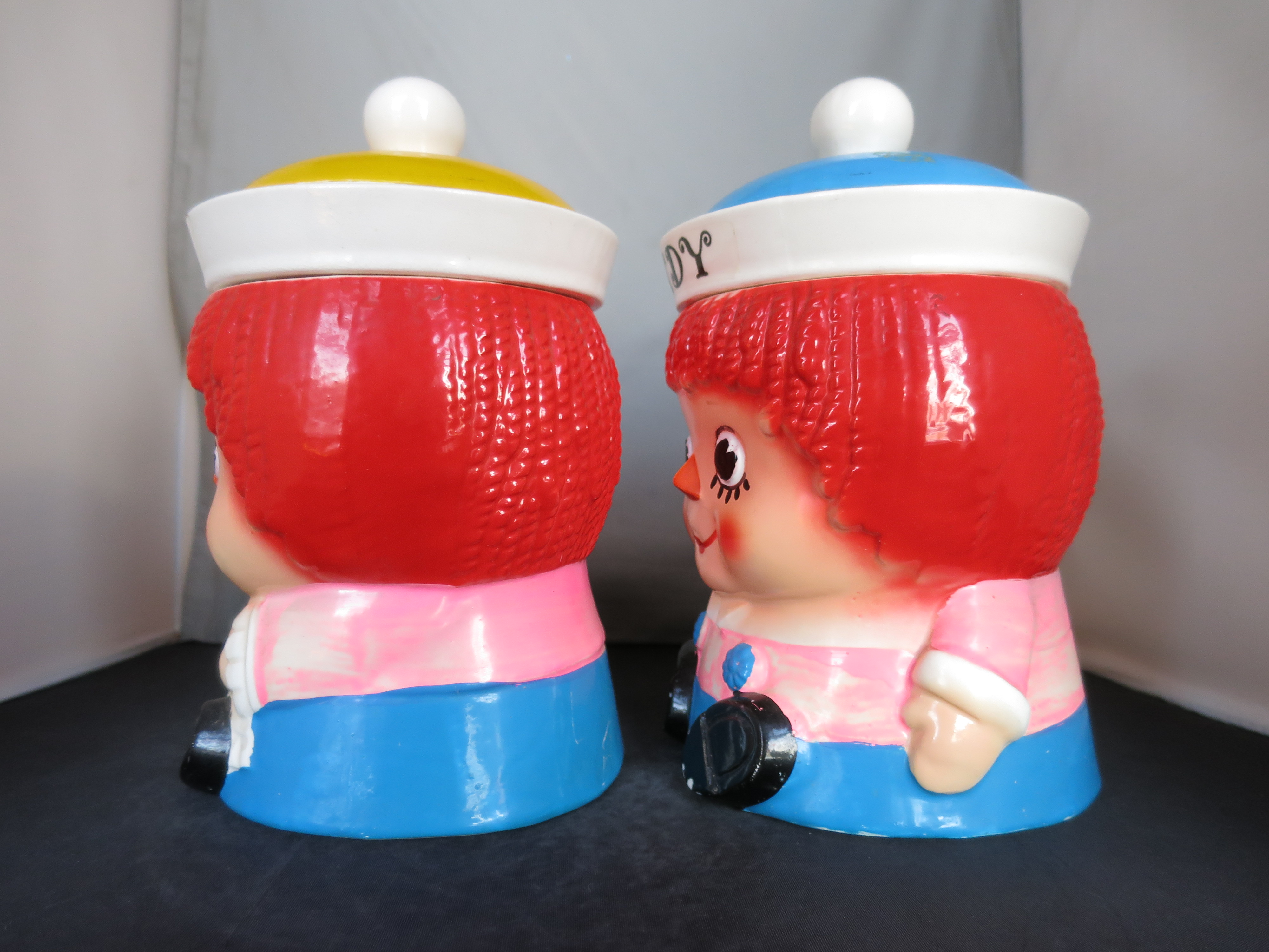 Raggedy Ann Raggedy Andy Cookie Jar set vintage