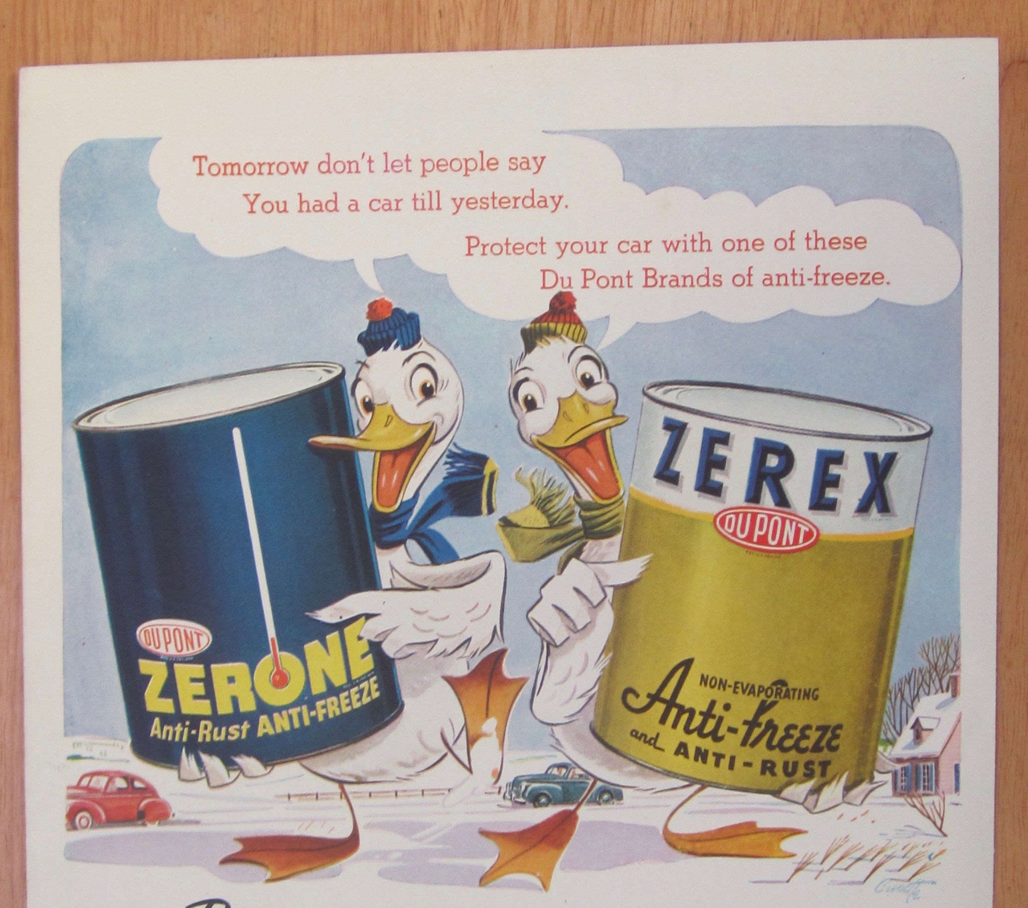 1946 Du Pont Zerone Anti Freeze & Zerex Anti Rust/Duck