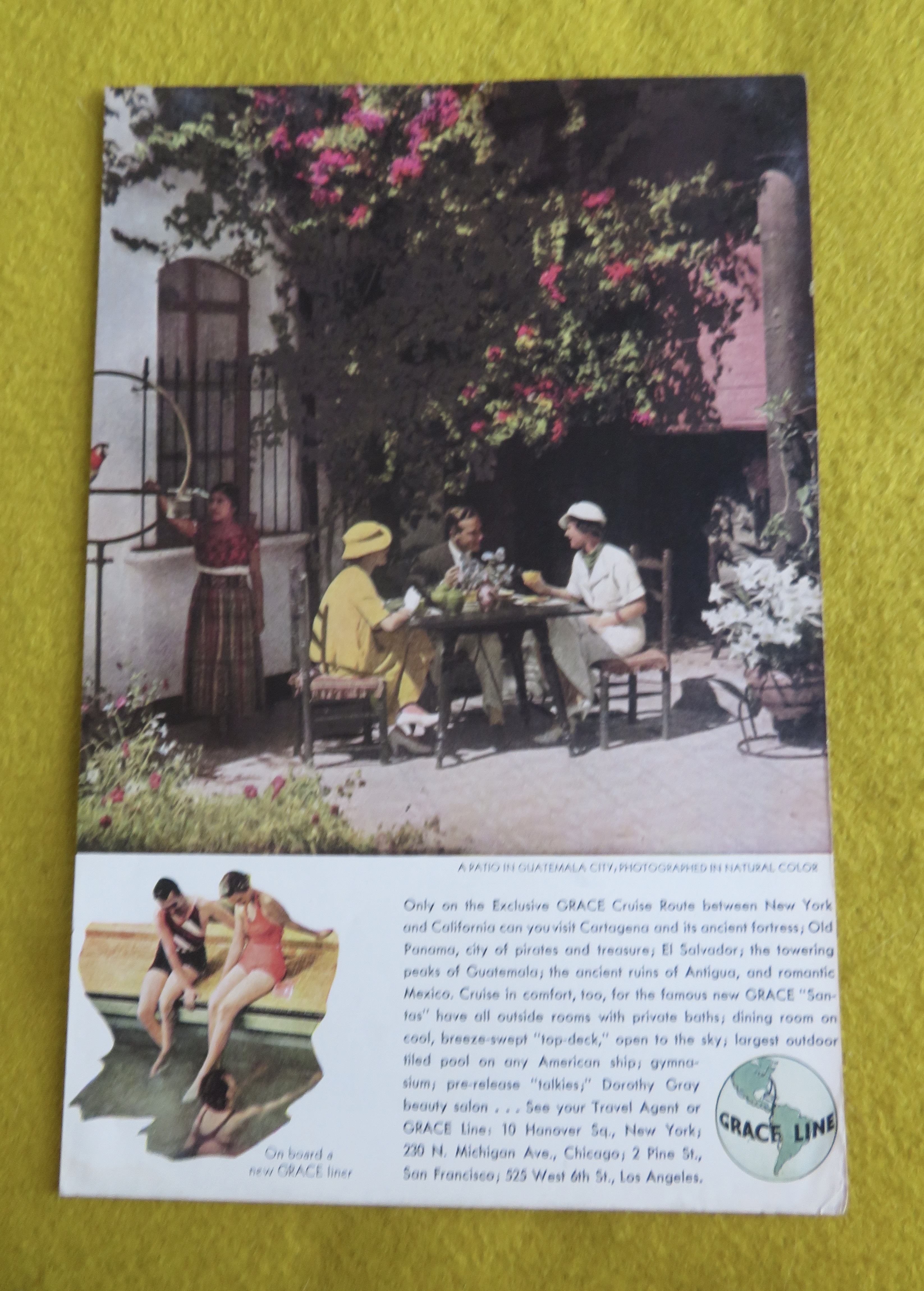 1934 Grace Line with People Dining In Guatemala City