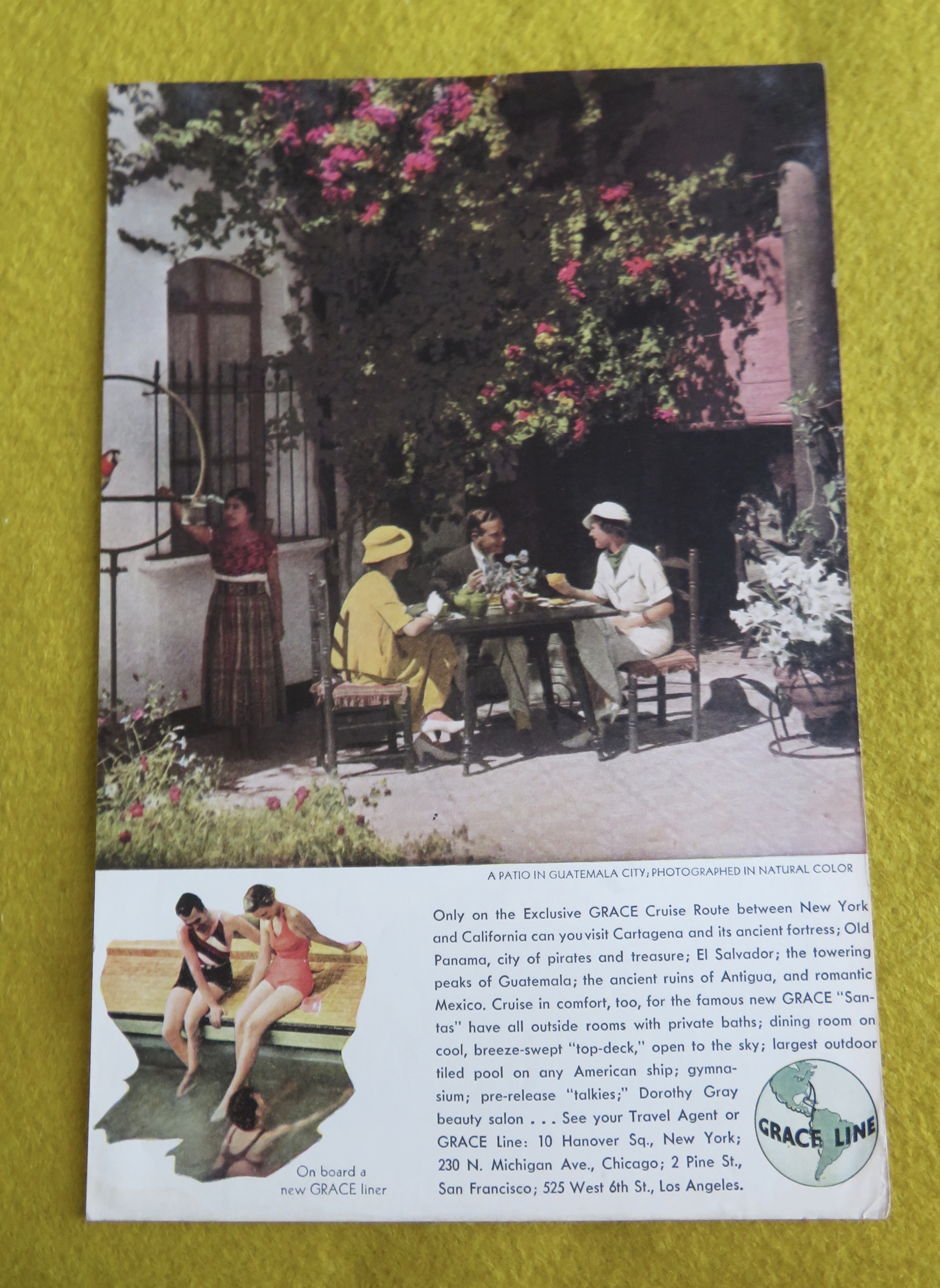 1934 Grace Line with People Dining In Guatemala City