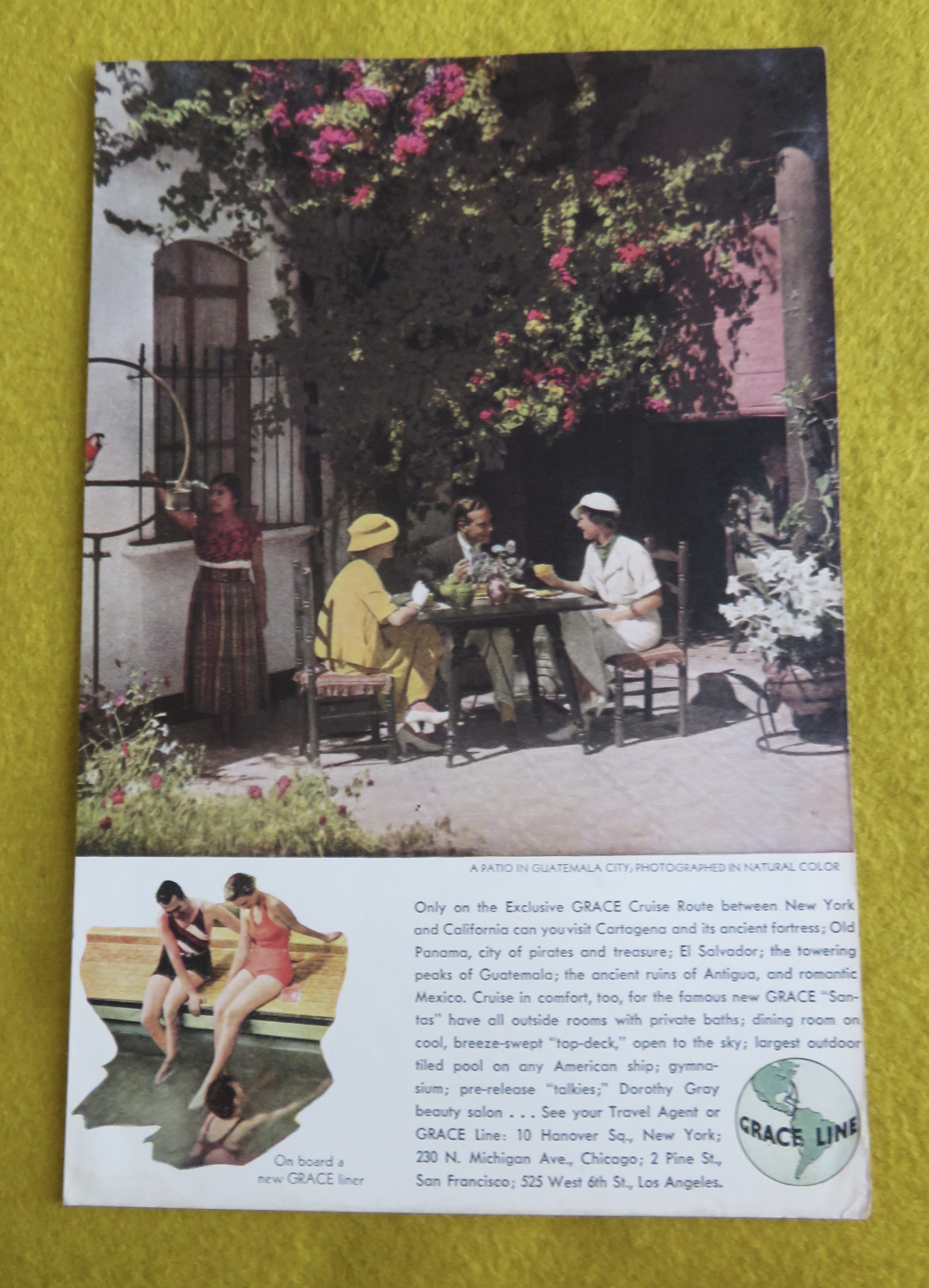 1934 Grace Line with People Dining In Guatemala City