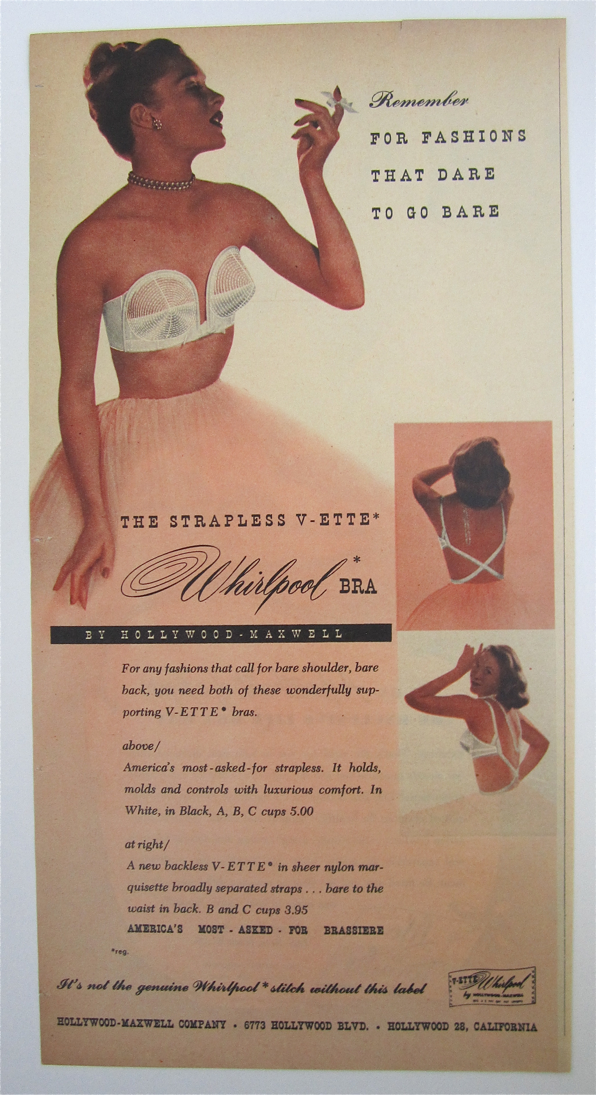 1950 Whirlpool Bra with the Strapless V-Ette