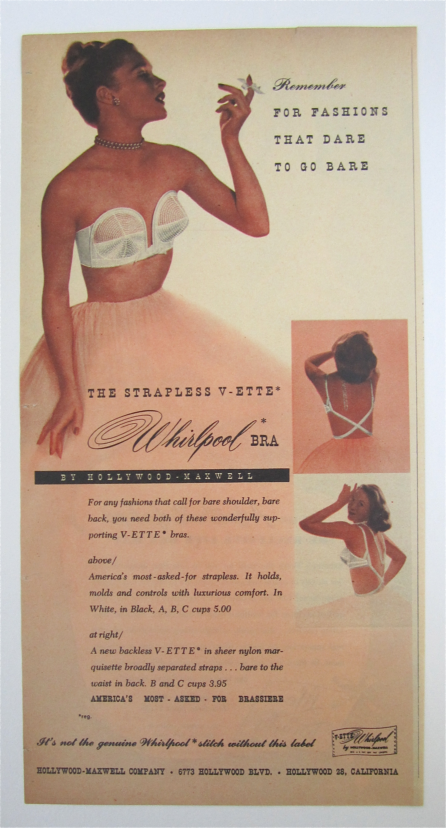 1950 Whirlpool Bra with the Strapless V-Ette