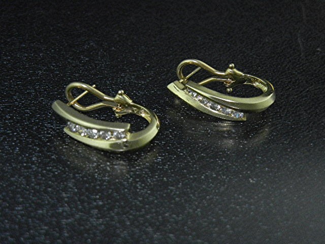 14K Gold Diamond Omega Clip Post Earrings