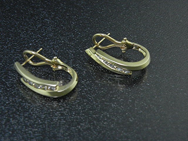 14K Gold Diamond Omega Clip Post Earrings