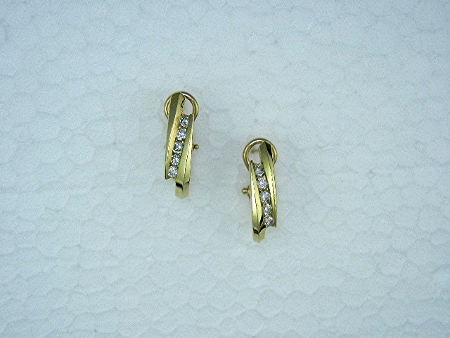 14K Gold Diamond Omega Clip Post Earrings