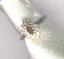 Red & Clear Stones 18khge Cocktail Ring