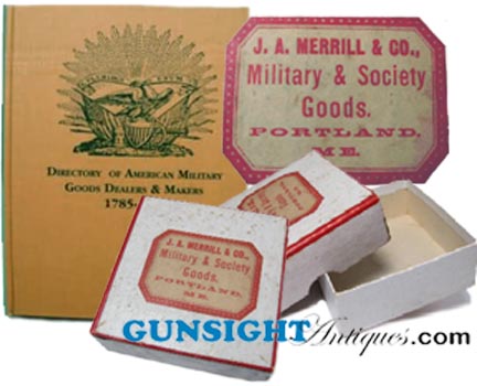 Civil War era Portland, Maine MILITARY GOODS DEALER – pasteboard box