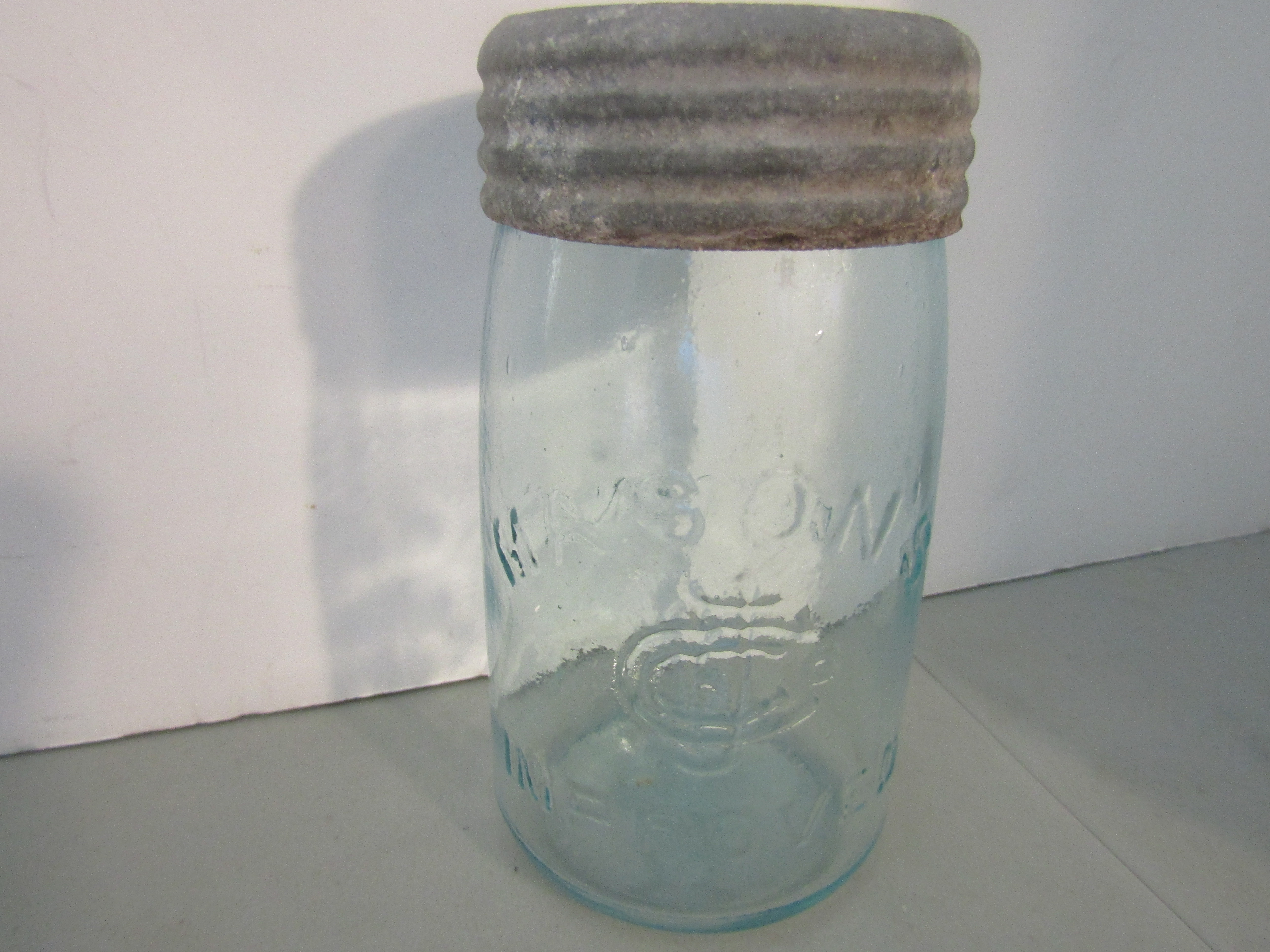 CFJ Aqua Mason's Trademark Improved Pint Fruit Jar