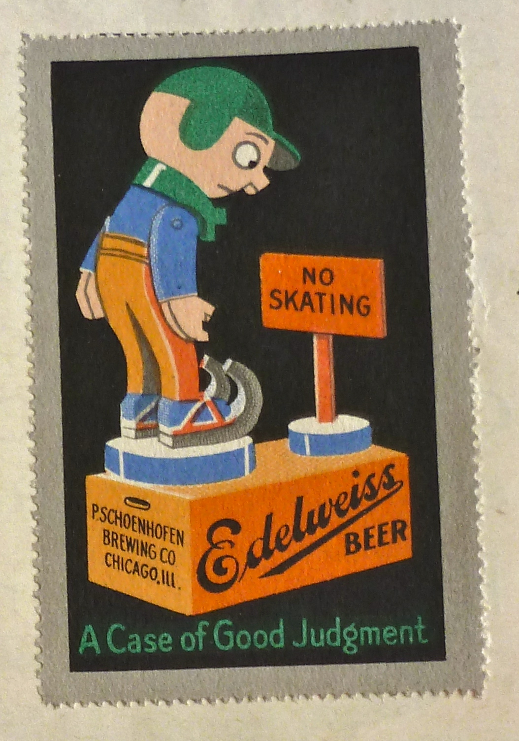 1920s Edelweiss Beer Peter Schoenhofen Chicago Stamp Ad