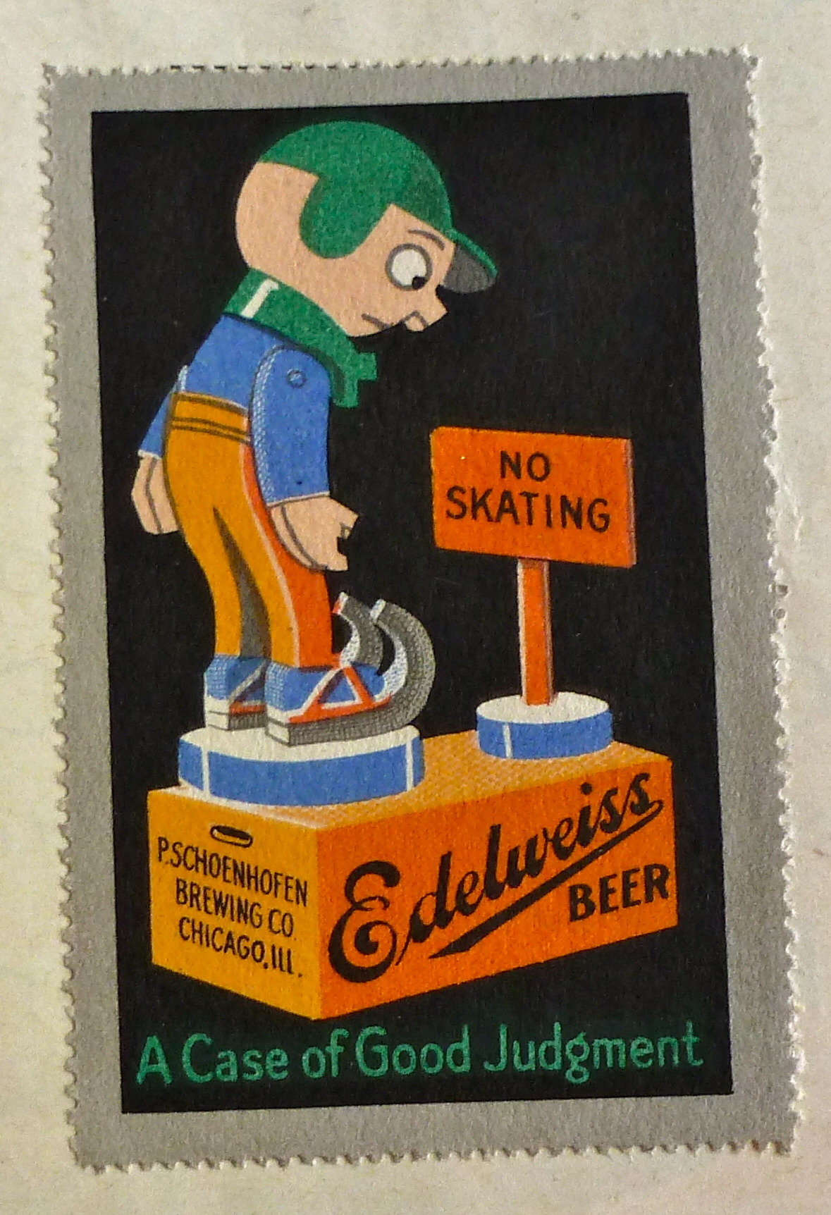 1920s Edelweiss Beer Peter Schoenhofen Chicago Stamp Ad