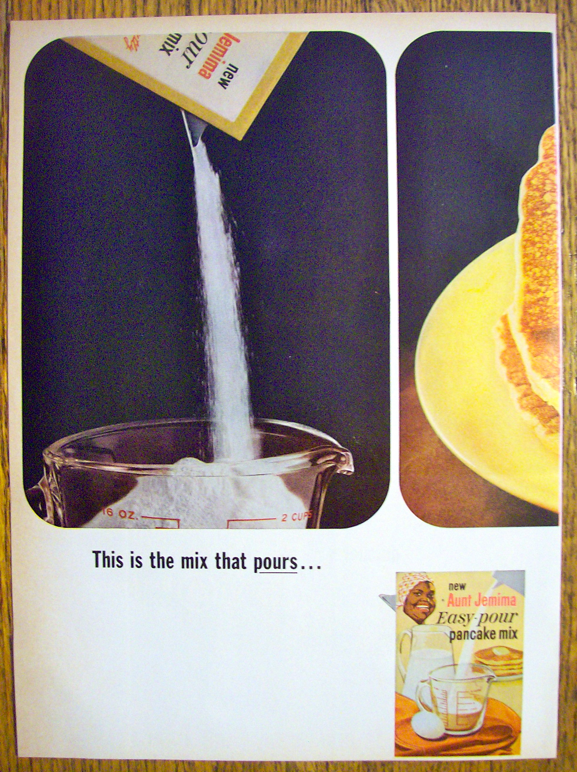 1965 Aunt Jemima Easy Pour Pancake Mix w/Pancake