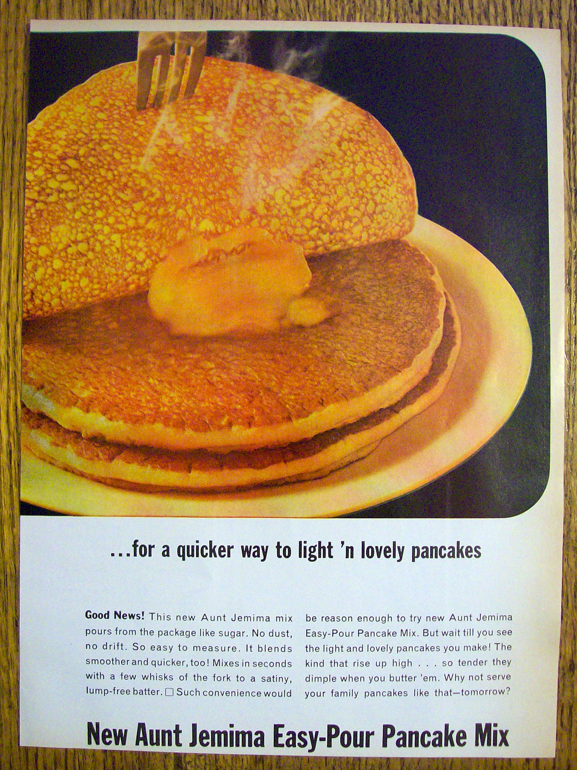 1965 Aunt Jemima Easy Pour Pancake Mix w/Pancake