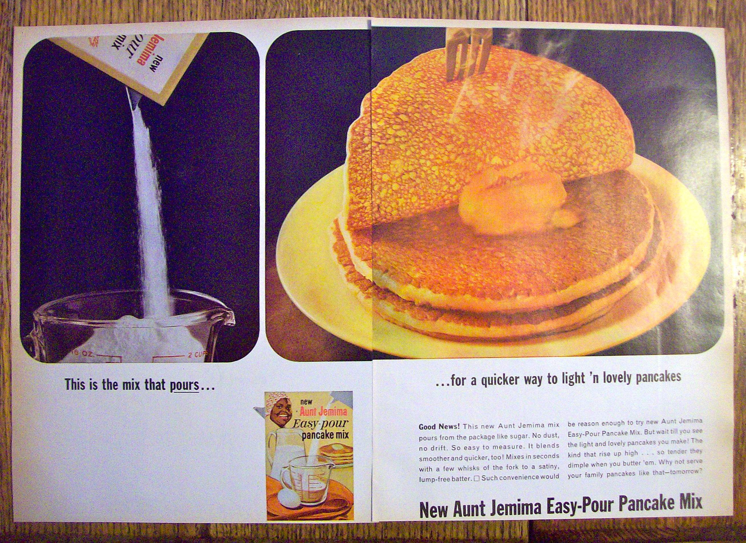 1965 Aunt Jemima Easy Pour Pancake Mix w/Pancake