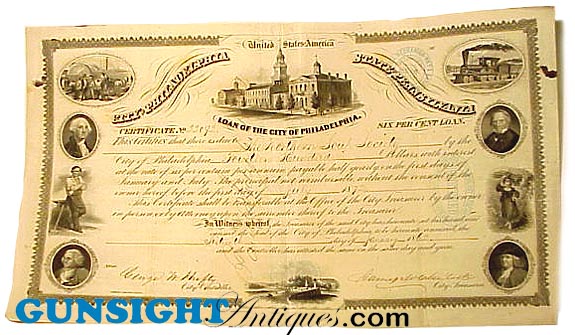 1862 Phila. BOND to THE NORTHERN SOUP SOCIETY