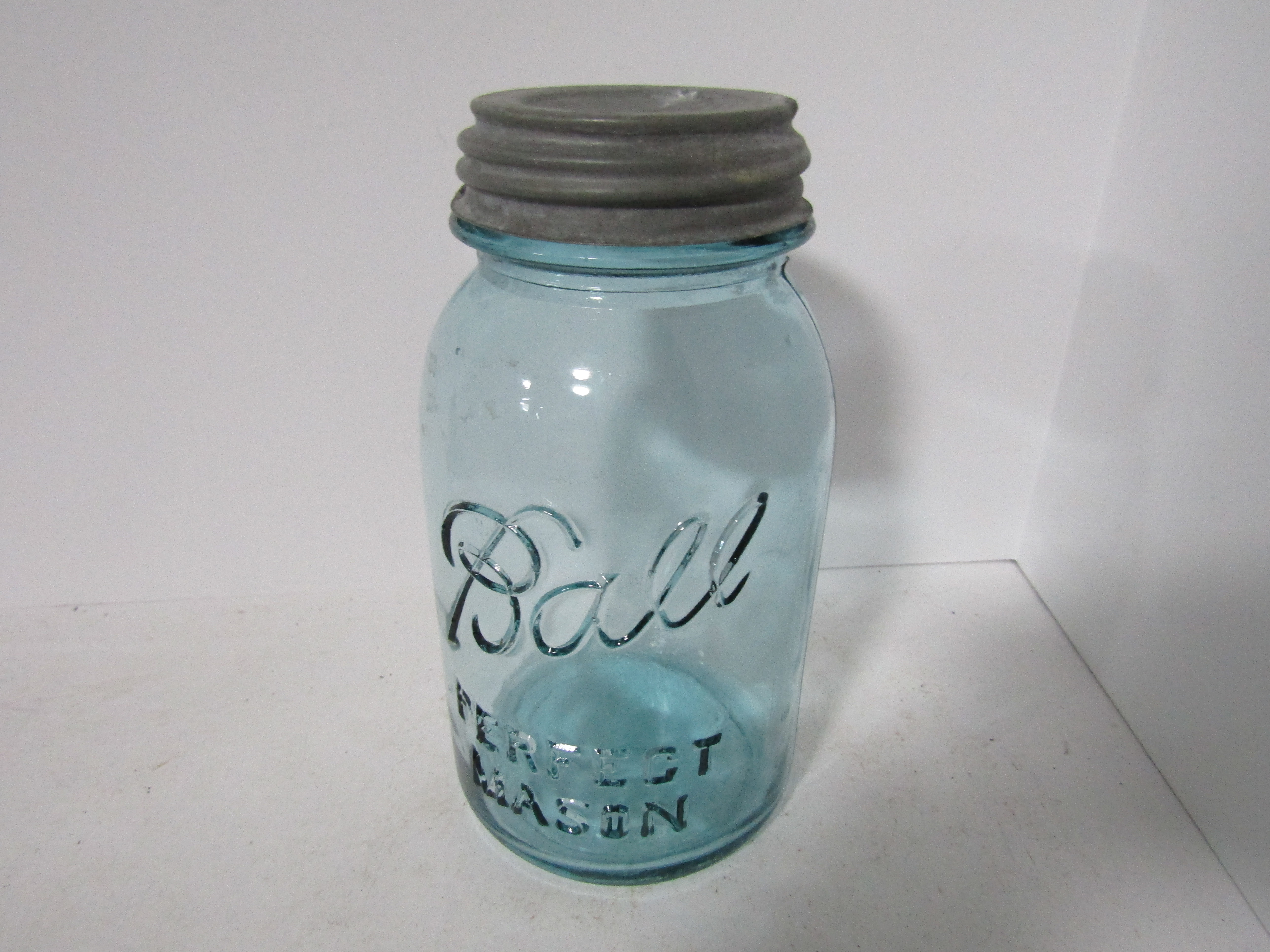 Vintage  Aqua Ball Perfect Mason Quart Fruit Jars