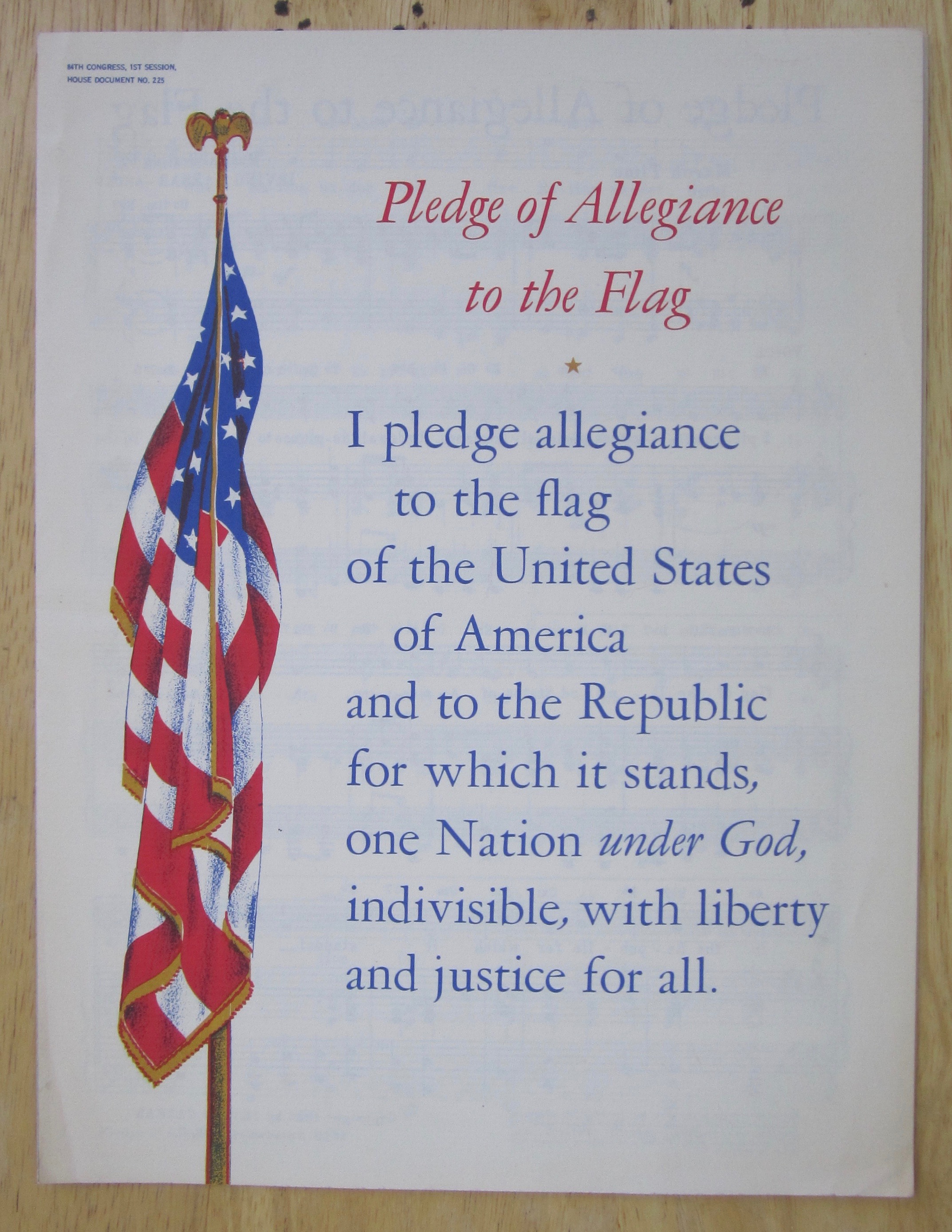1955 Pledge Of Allegiance To The Flag Sheet Music