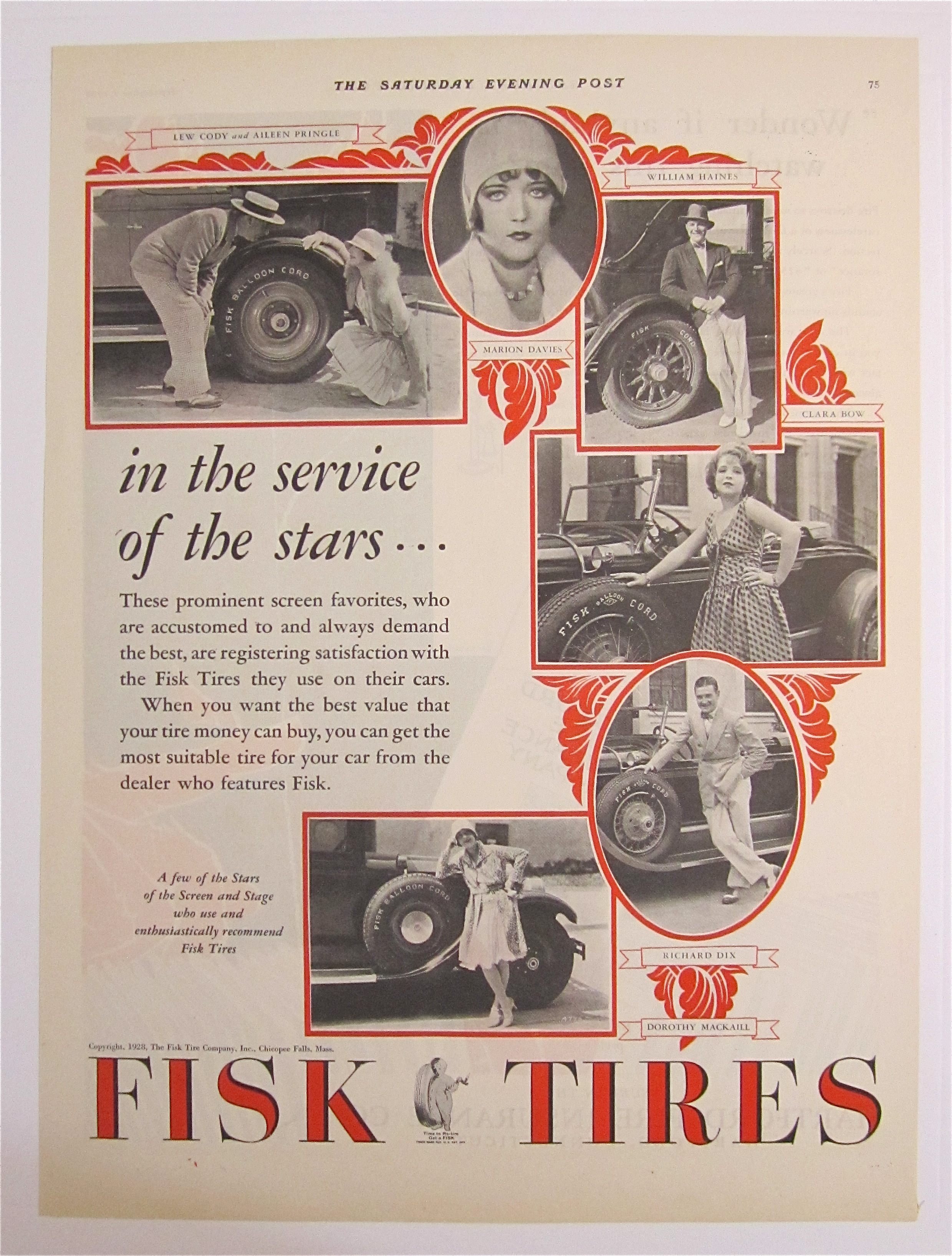 1928 Fisk Tires with Clara Bow, Richard Dix & More