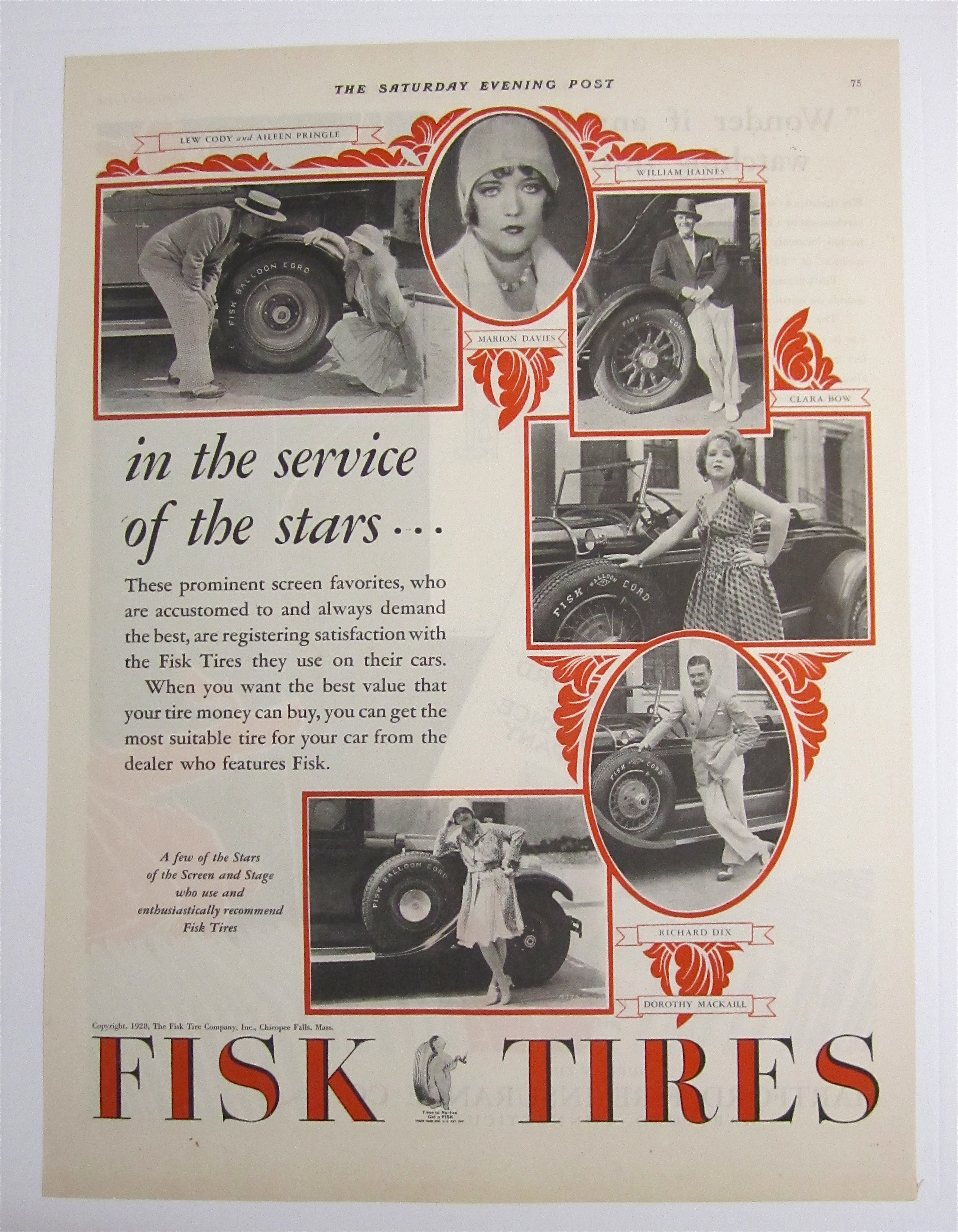1928 Fisk Tires with Clara Bow, Richard Dix & More