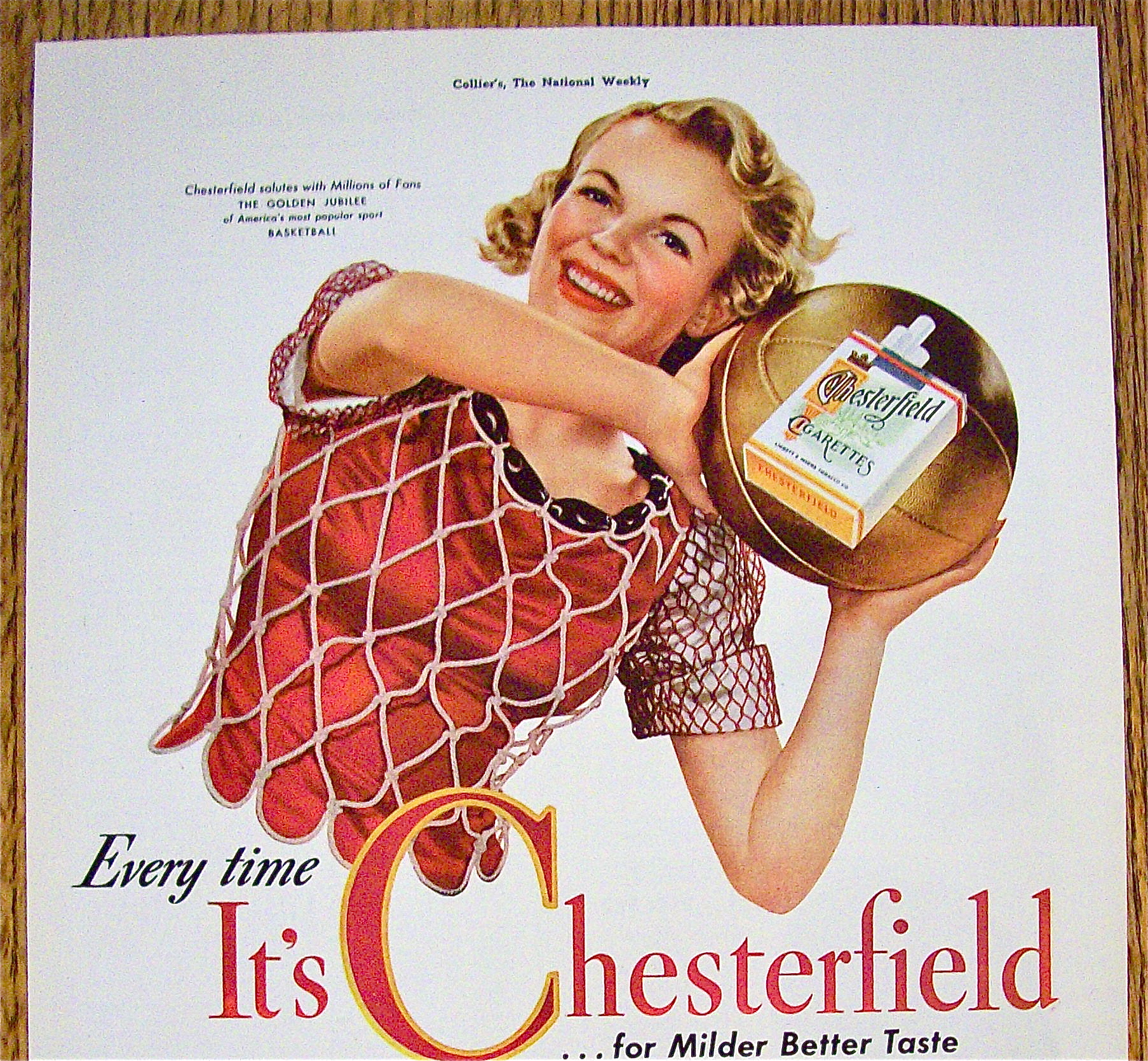 1942 Chesterfield Cigarettes with Woman & Basketball
