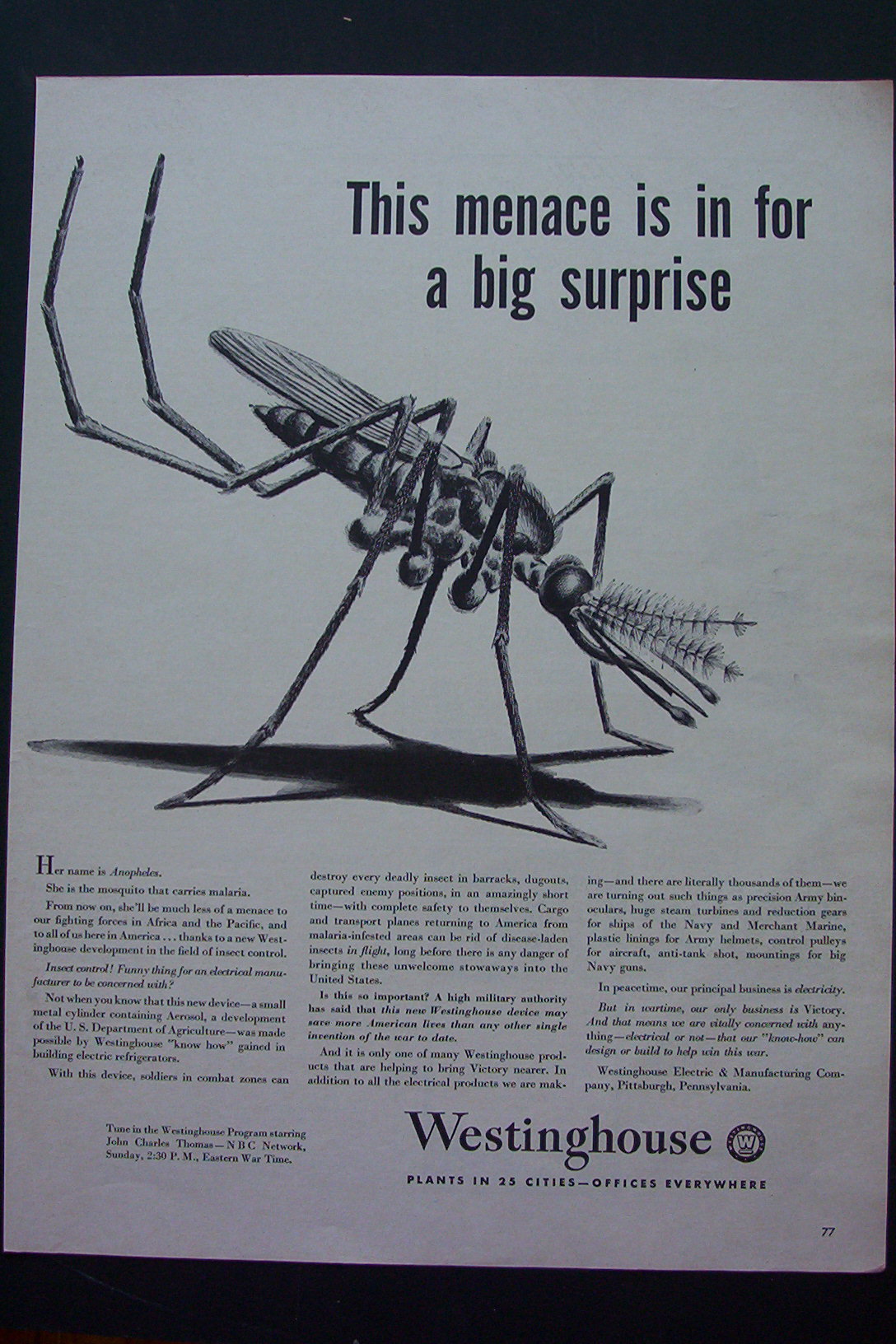 1943 Westinghouse with a Big Mosquito