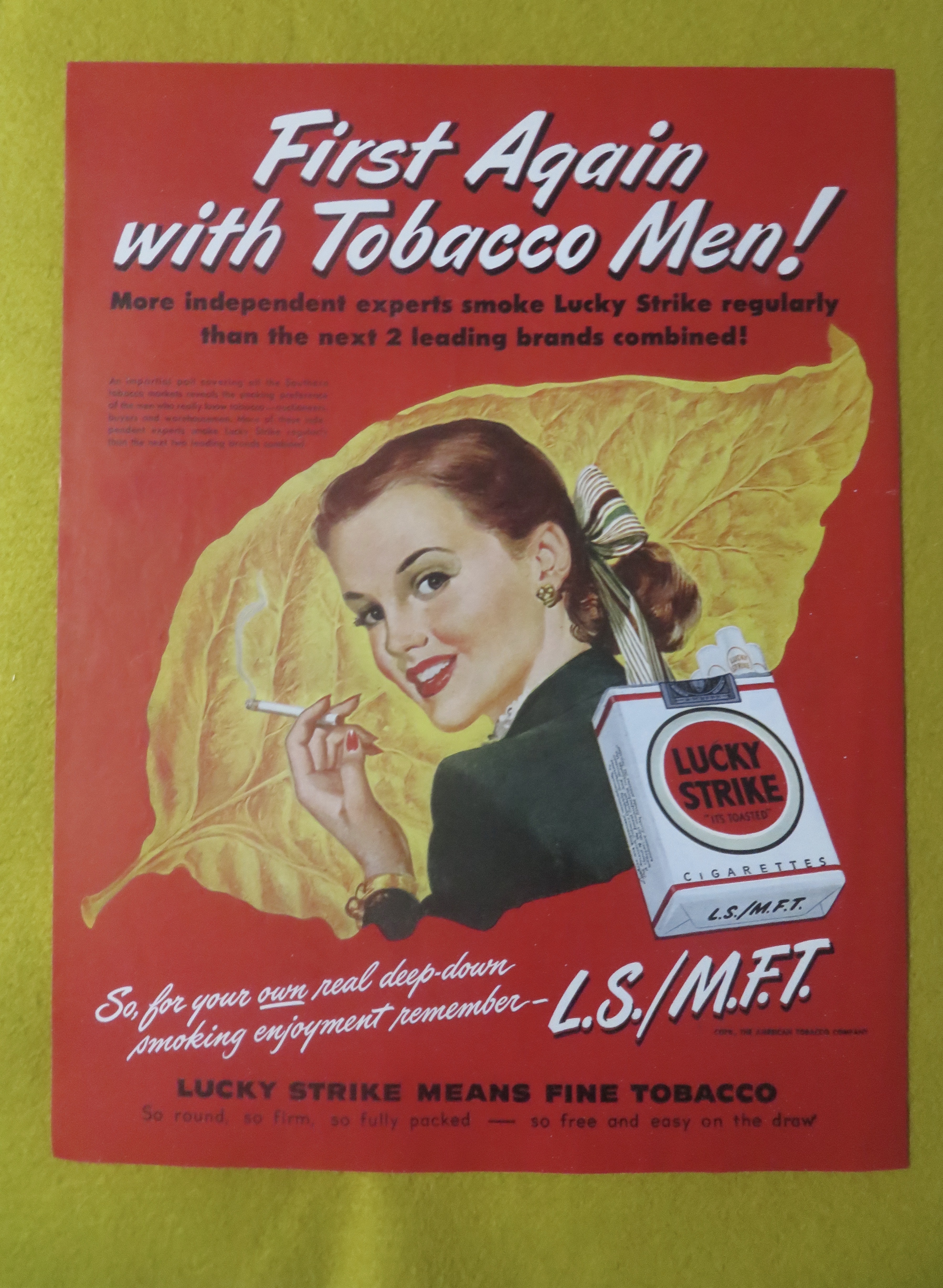 1948 Lucky Strike Cigarettes w/ Woman Holding Cigarette